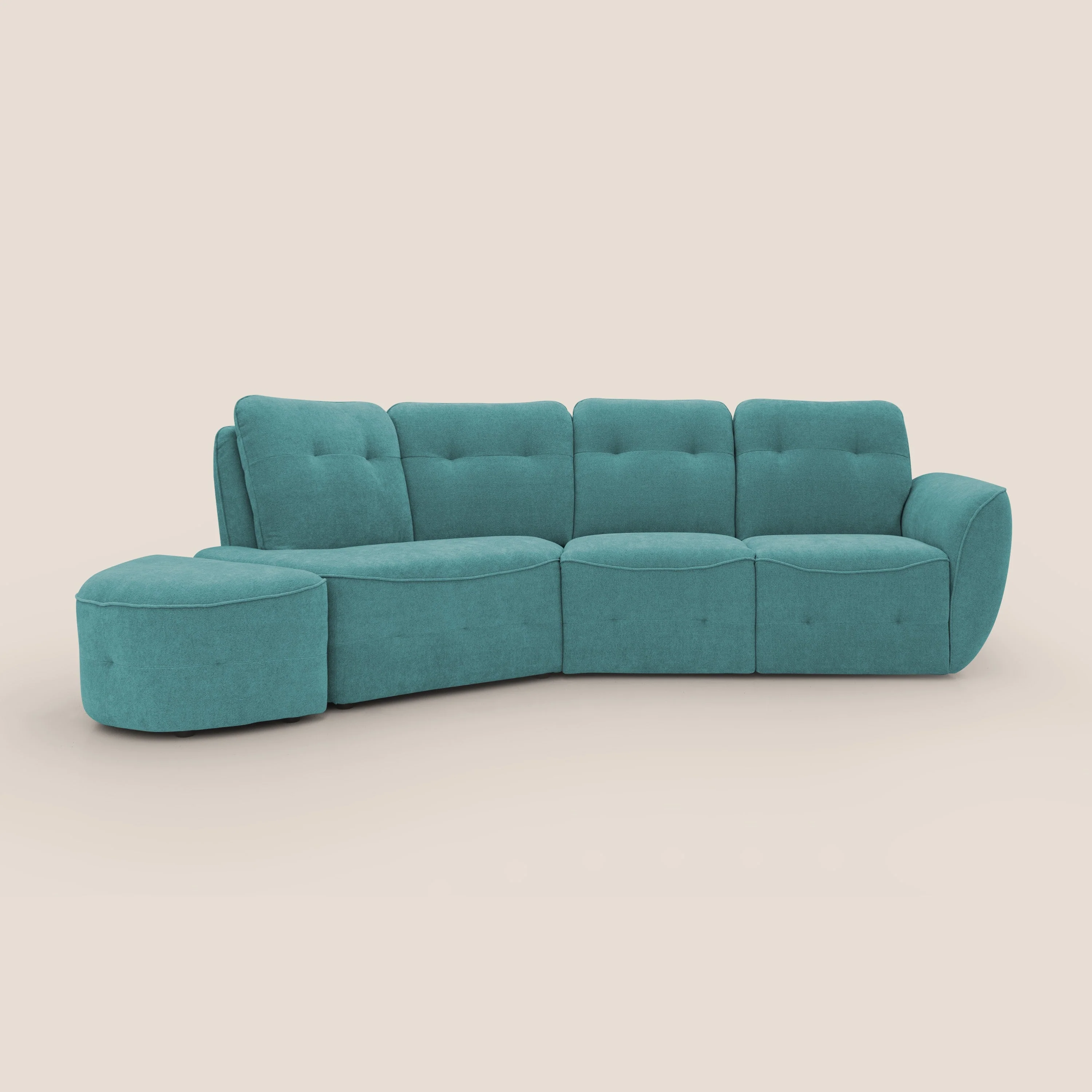 Cerbero canapé d'angle avec pouf terminal en bouclette douce imperméable T07 azur - Image 14