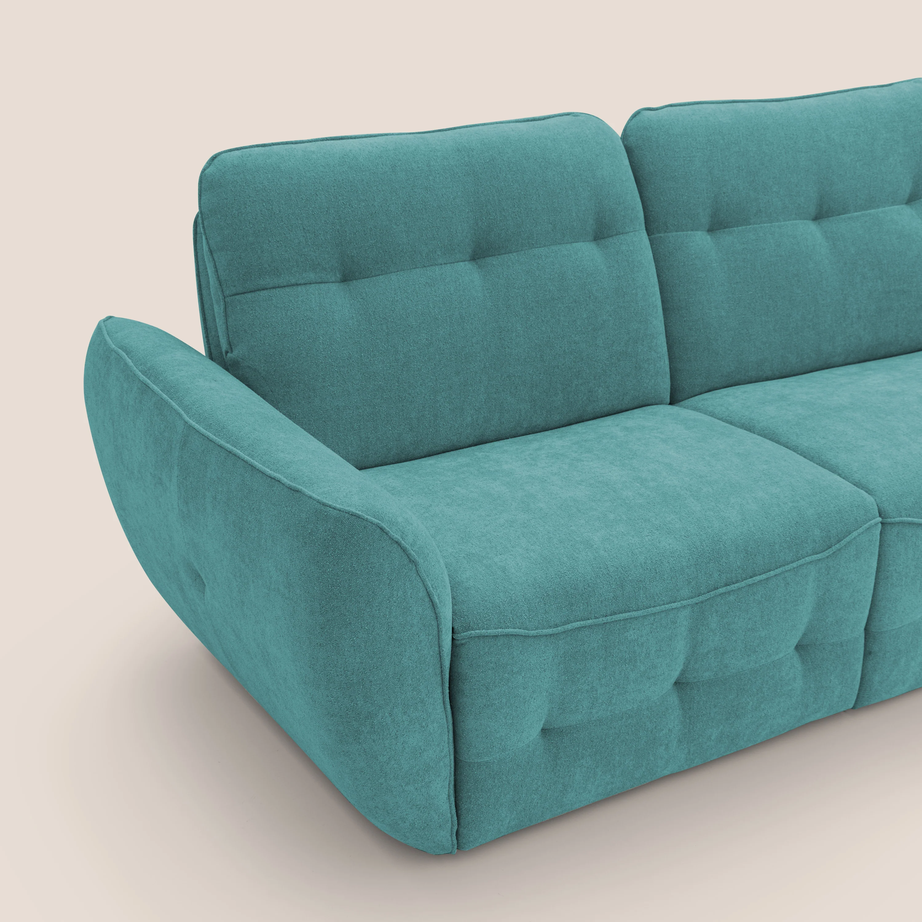 Cerbero canapé d'angle avec pouf terminal en bouclette douce imperméable T07 azur - Image 7