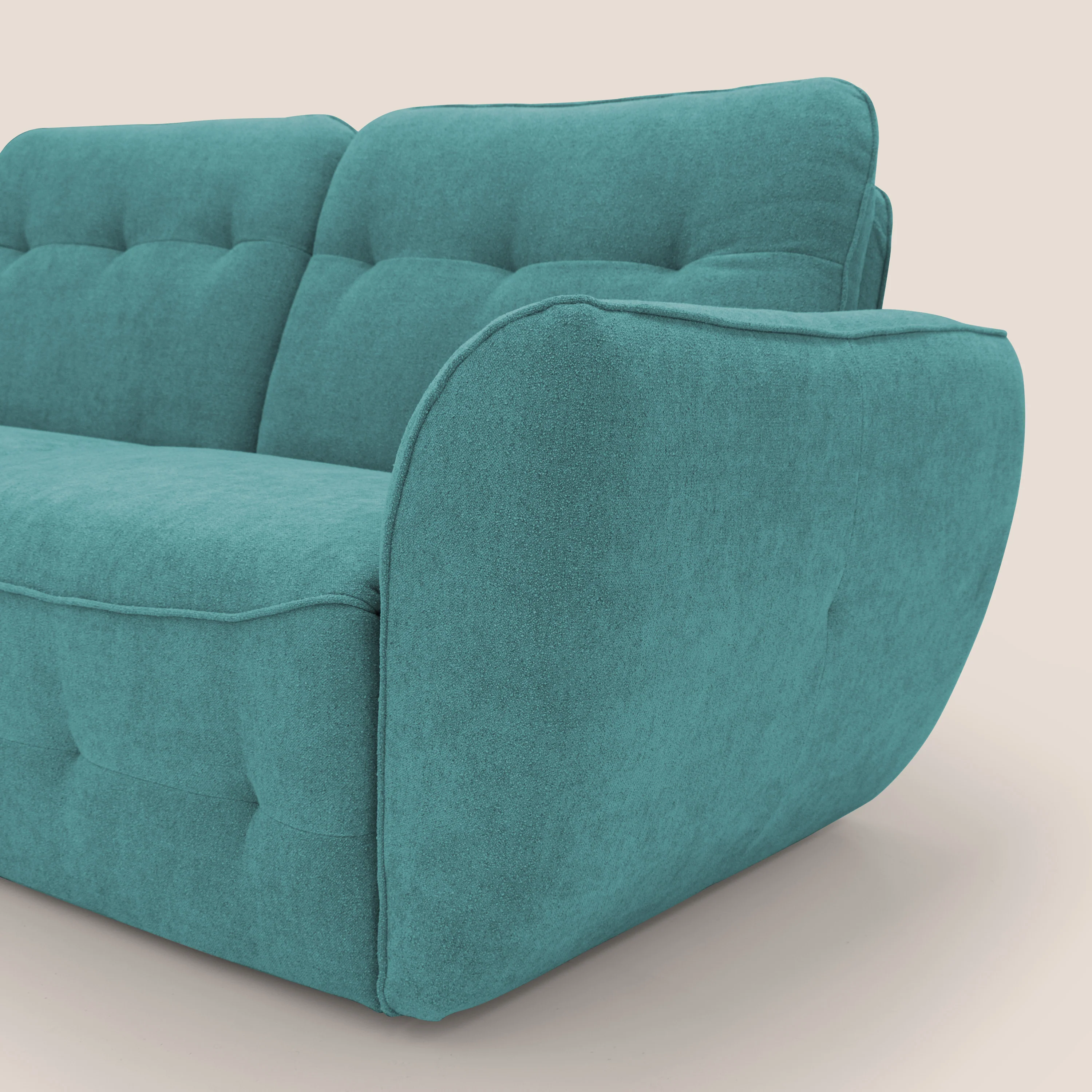 Cerbero canapé d'angle avec pouf terminal en bouclette douce imperméable T07 azur - Image 8