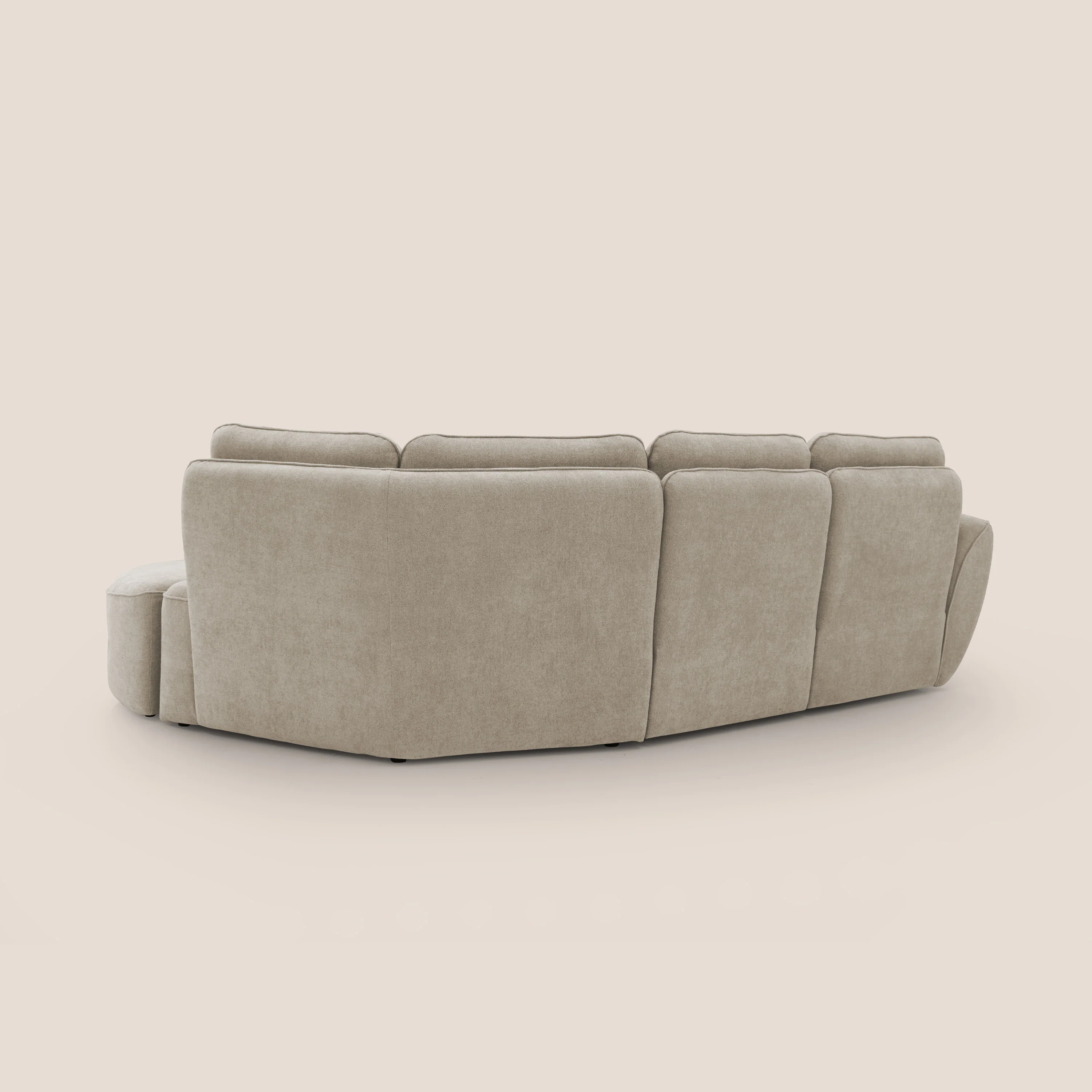 Cerbero canapé d'angle avec pouf terminal en bouclette douce imperméable T07 beige - Image 11