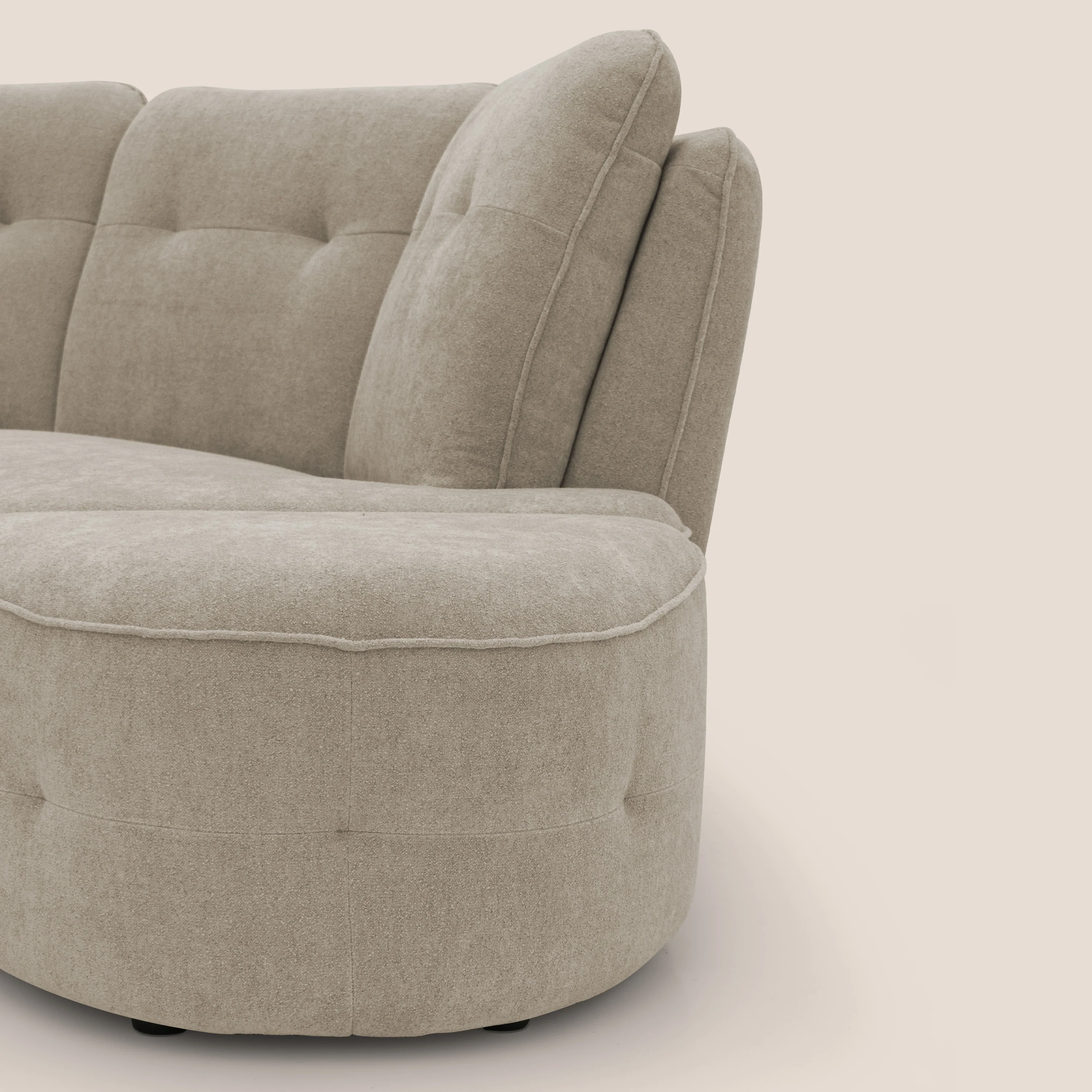 Cerbero canapé d'angle avec pouf terminal en bouclette douce imperméable T07 beige - Image 13