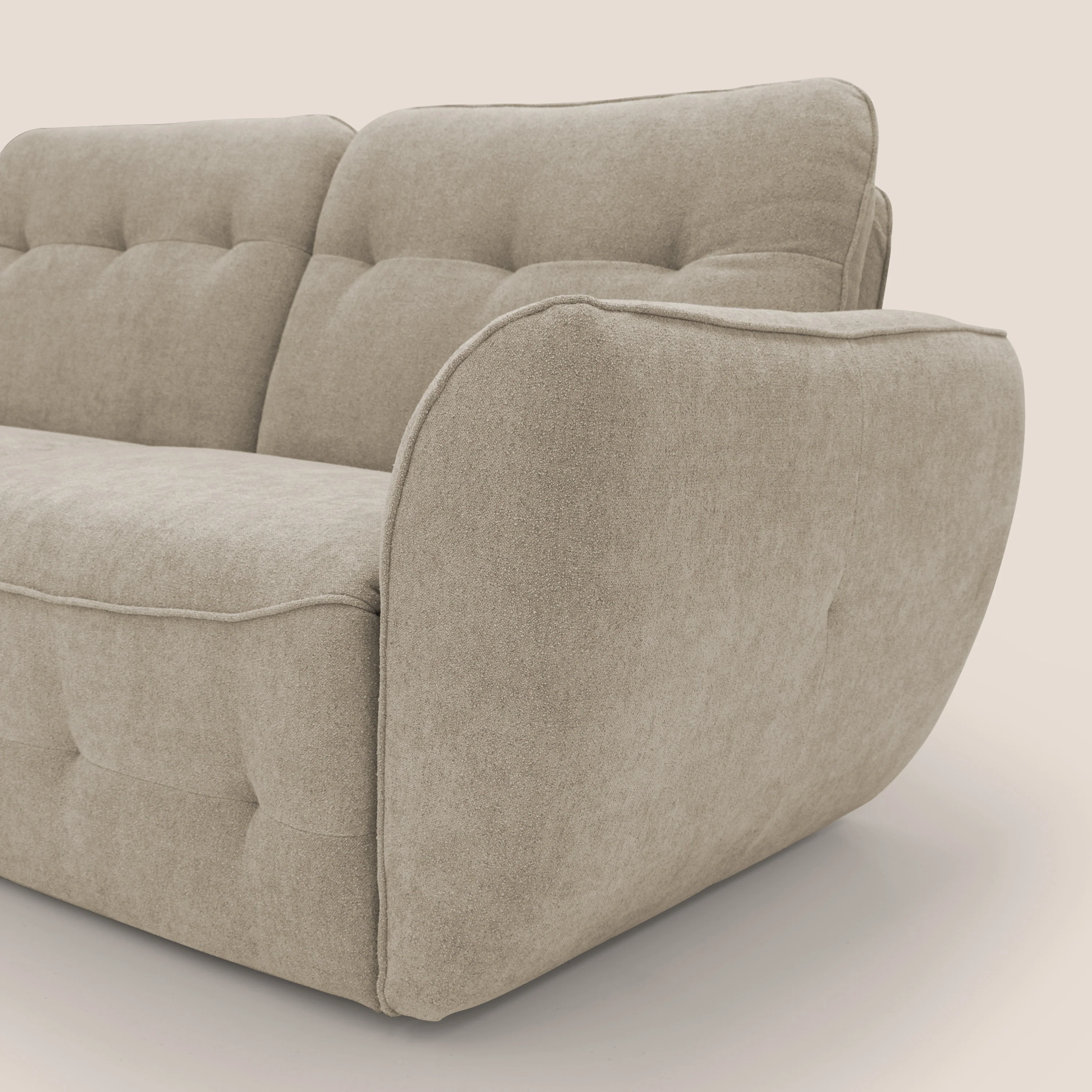 Cerbero canapé d'angle avec pouf terminal en bouclette douce imperméable T07 beige - Image 8