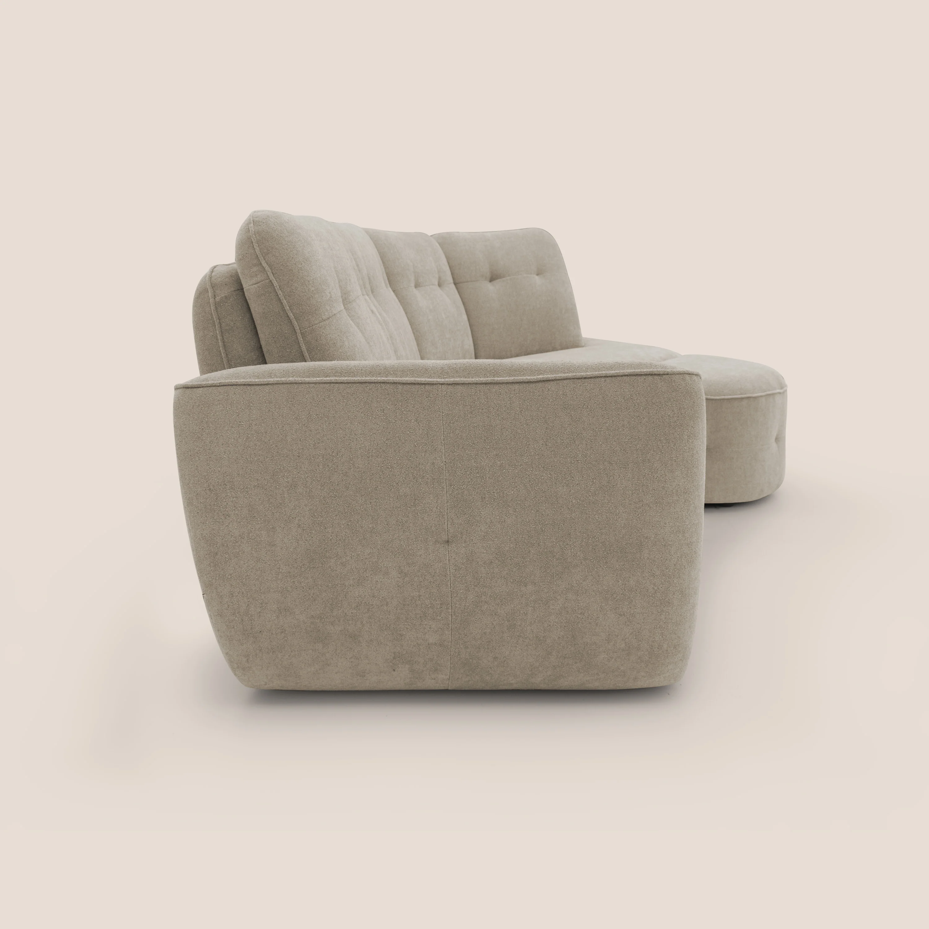 Cerbero canapé d'angle avec pouf terminal en bouclette douce imperméable T07 beige - Image 9