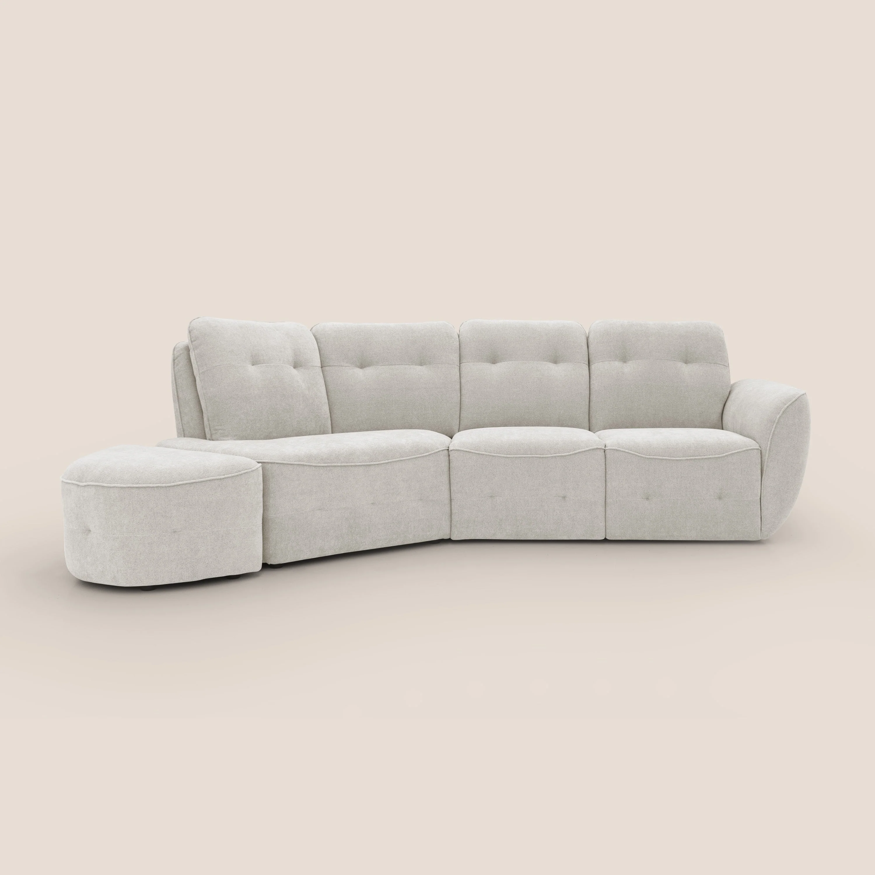 Cerbero canapé d'angle avec pouf terminal en bouclette douce imperméable T07 blanc - Image 10