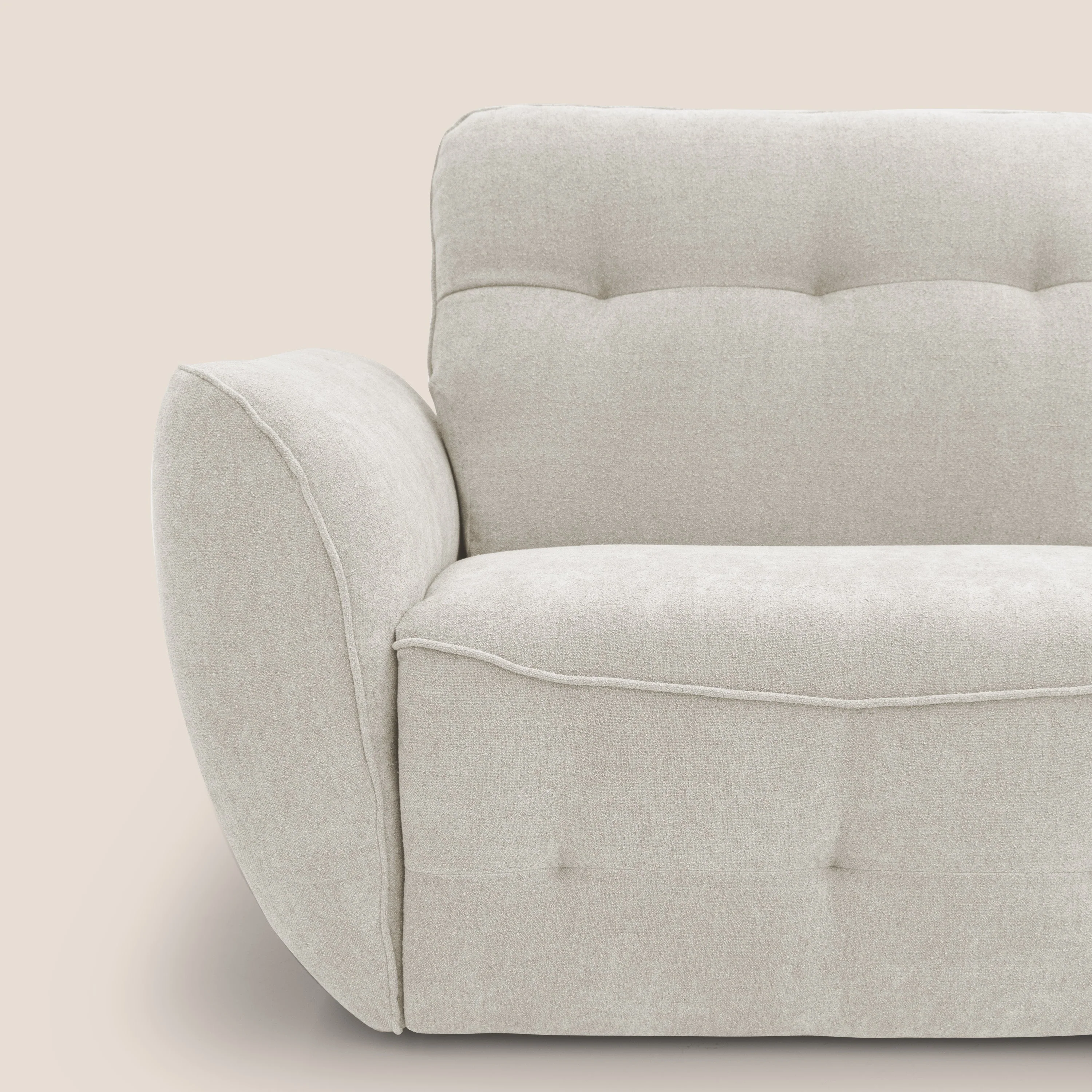 Cerbero canapé d'angle avec pouf terminal en bouclette douce imperméable T07 blanc - Image 5