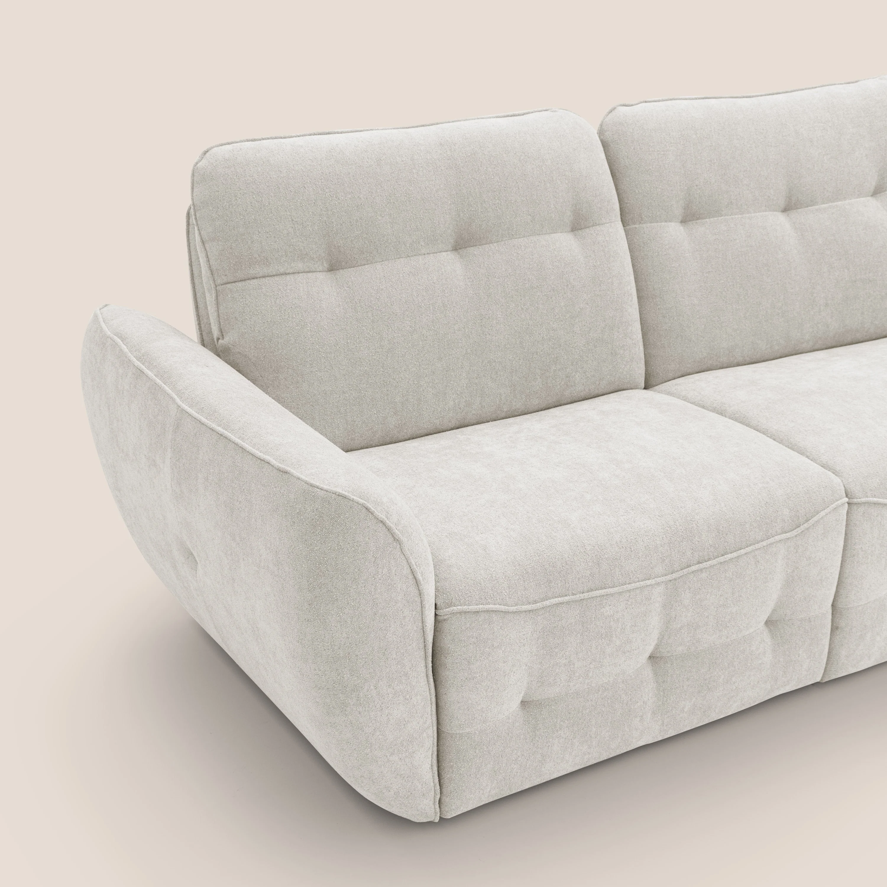Cerbero canapé d'angle avec pouf terminal en bouclette douce imperméable T07 blanc - Image 6