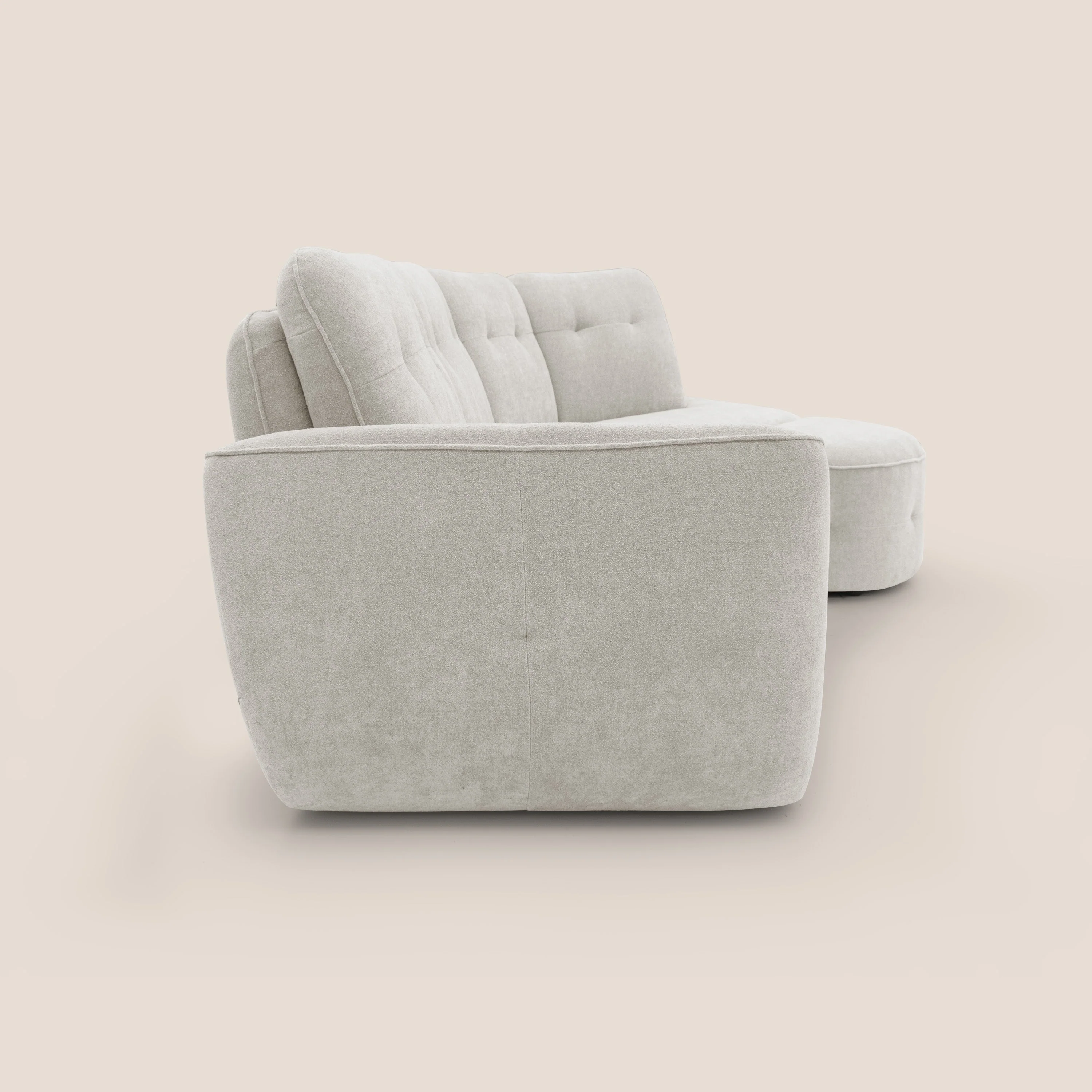 Cerbero canapé d'angle avec pouf terminal en bouclette douce imperméable T07 blanc - Image 8
