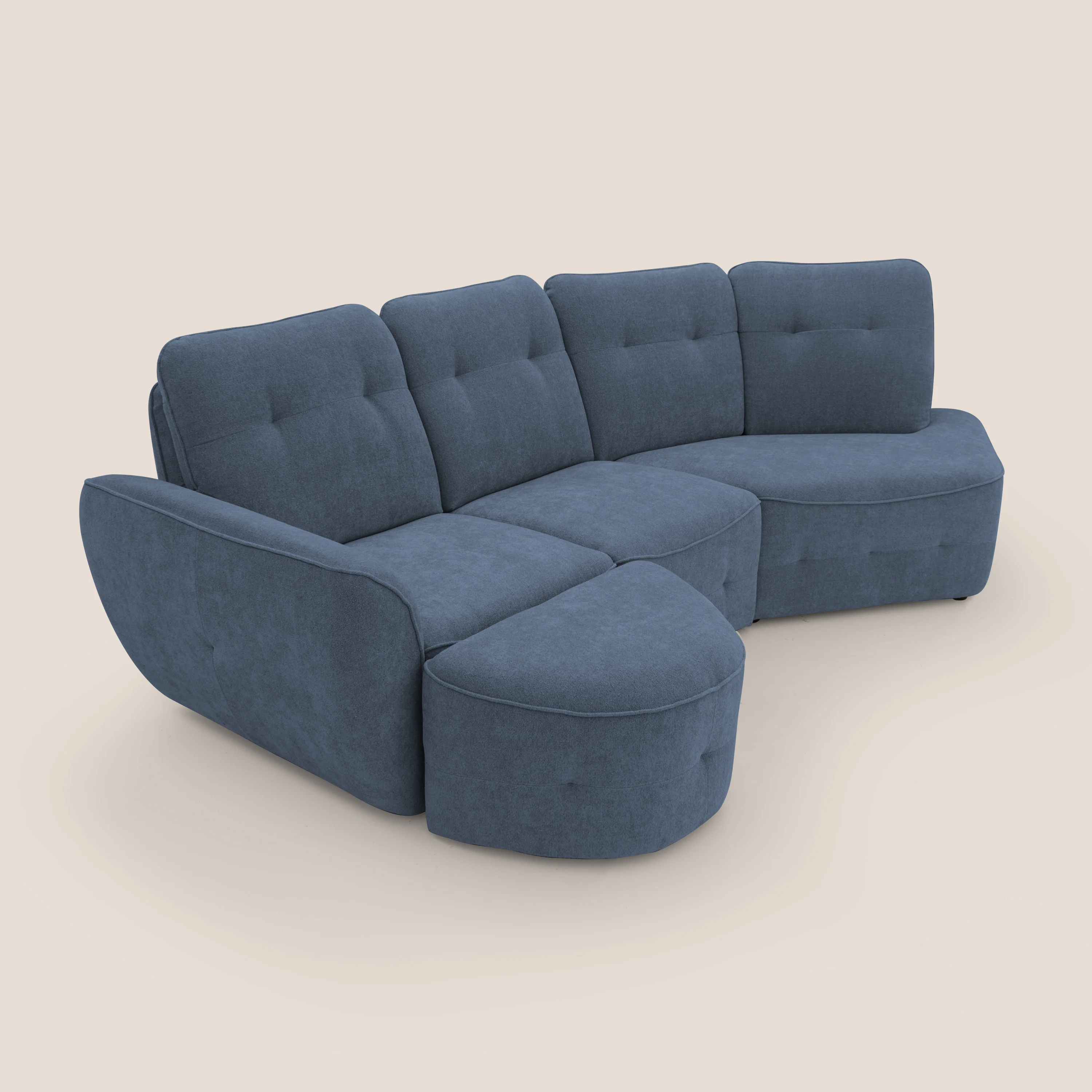 Cerbero canapé d'angle avec pouf terminal en bouclette douce imperméable T07 bleu - Image 10