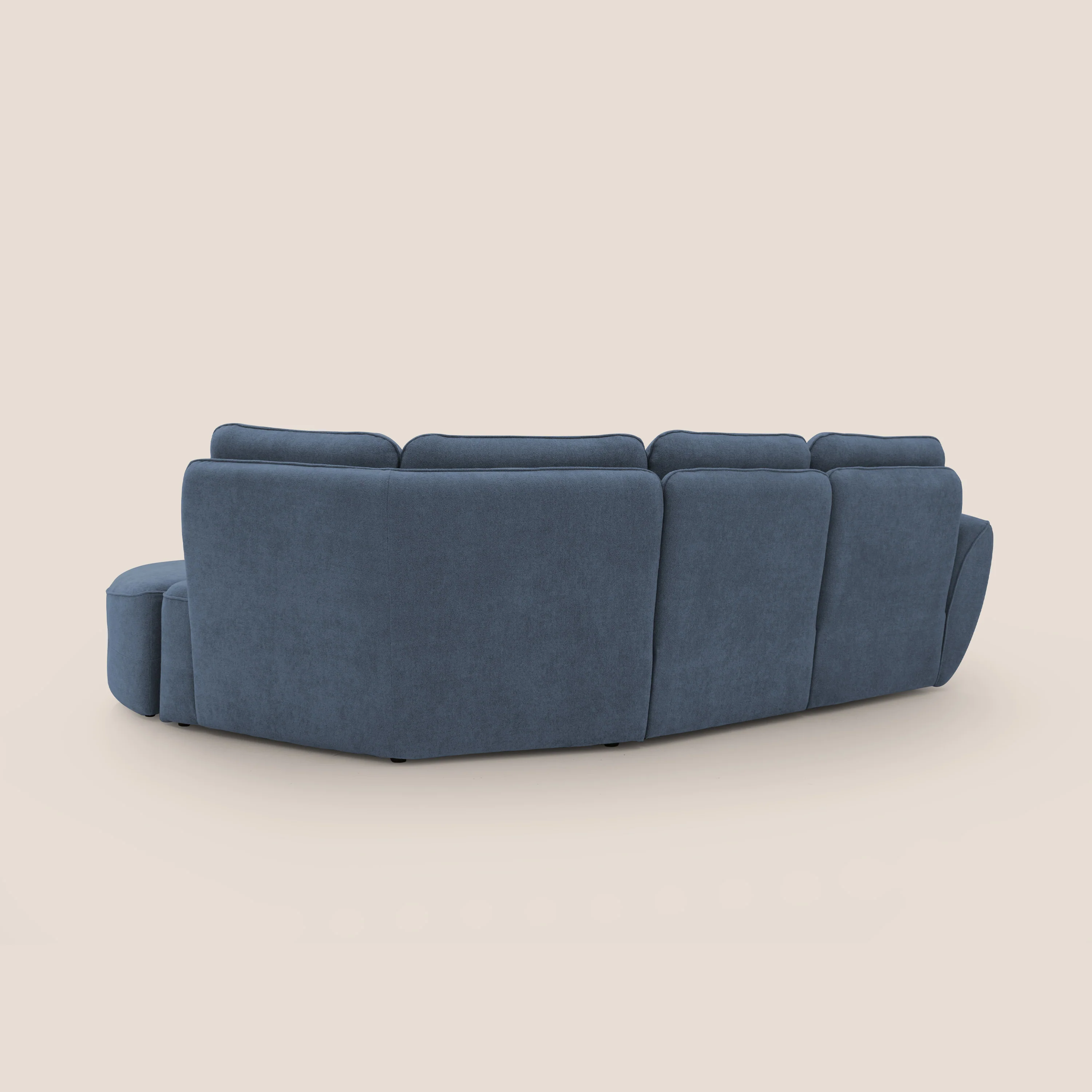 Cerbero canapé d'angle avec pouf terminal en bouclette douce imperméable T07 bleu - Image 11