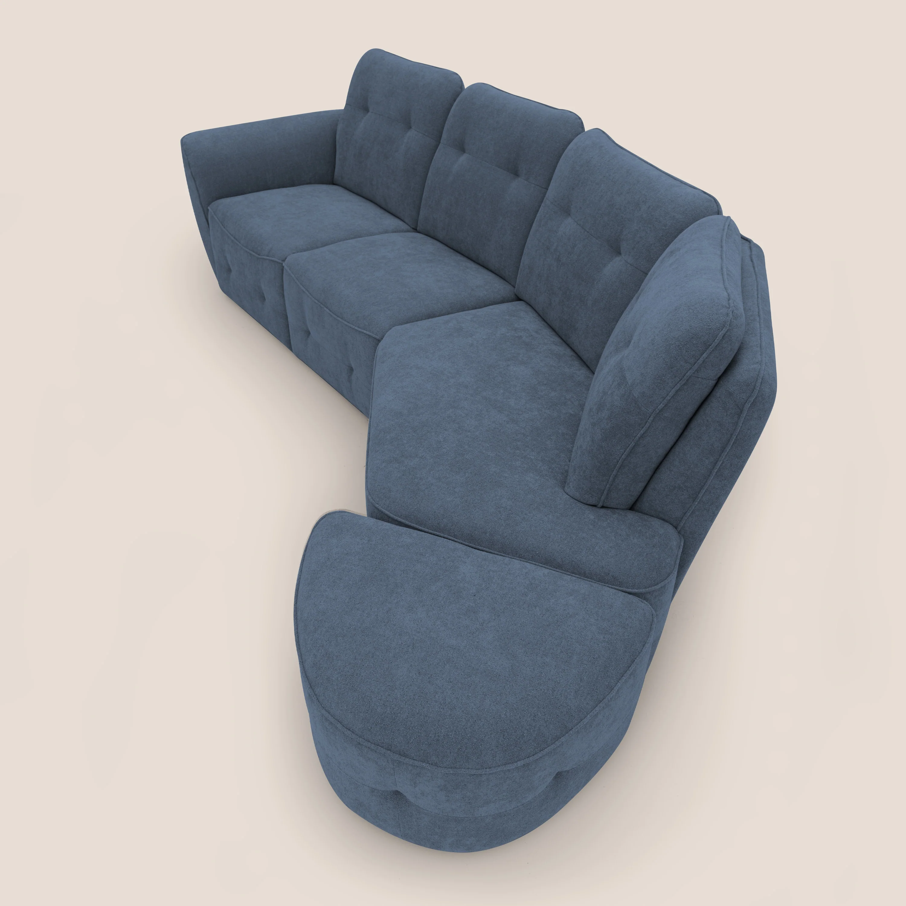 Cerbero canapé d'angle avec pouf terminal en bouclette douce imperméable T07 bleu - Image 12