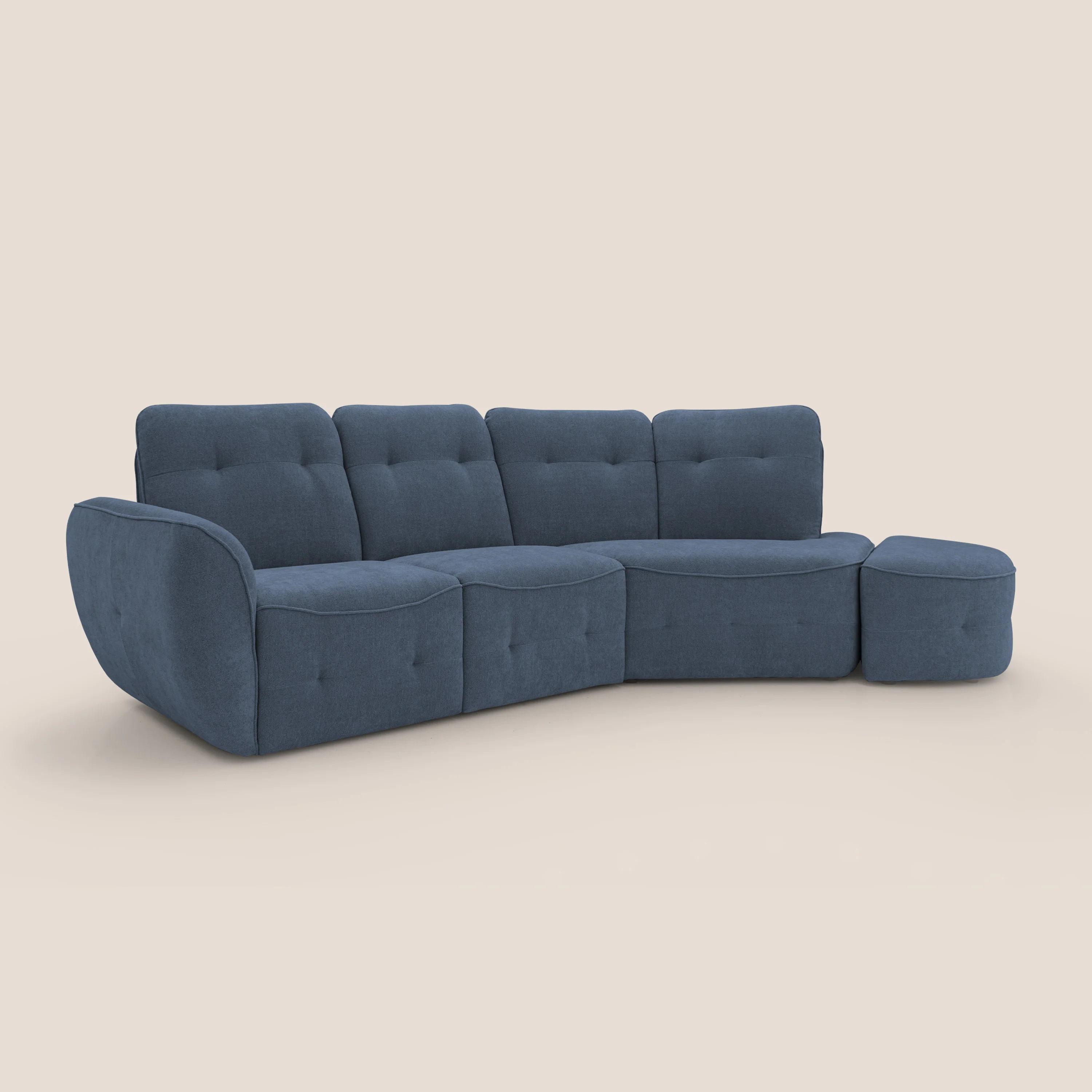 Cerbero canapé d'angle avec pouf terminal en bouclette douce imperméable T07 bleu - Image 2