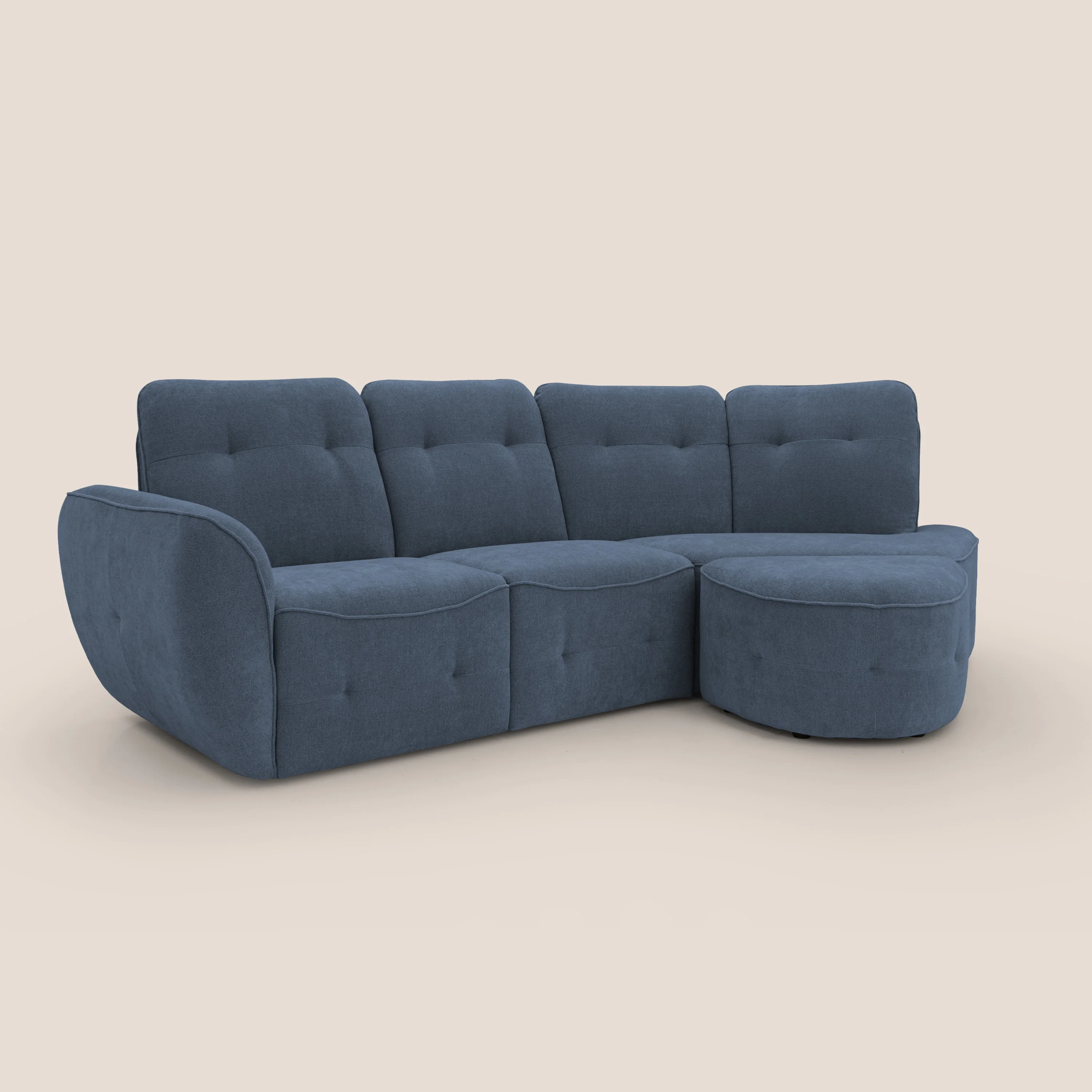 Cerbero canapé d'angle avec pouf terminal en bouclette douce imperméable T07 bleu - Image 3
