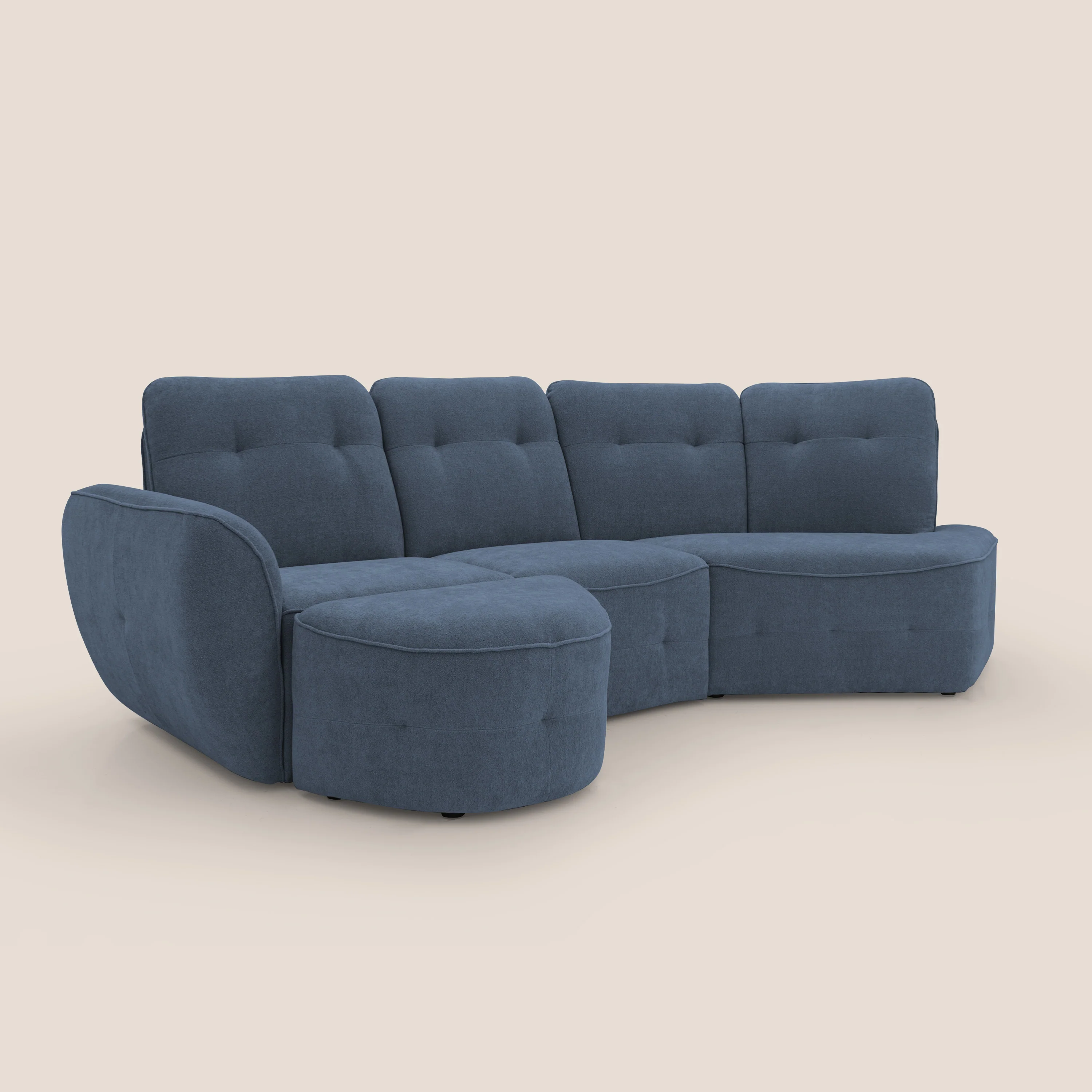 Cerbero canapé d'angle avec pouf terminal en bouclette douce imperméable T07 bleu - Image 4