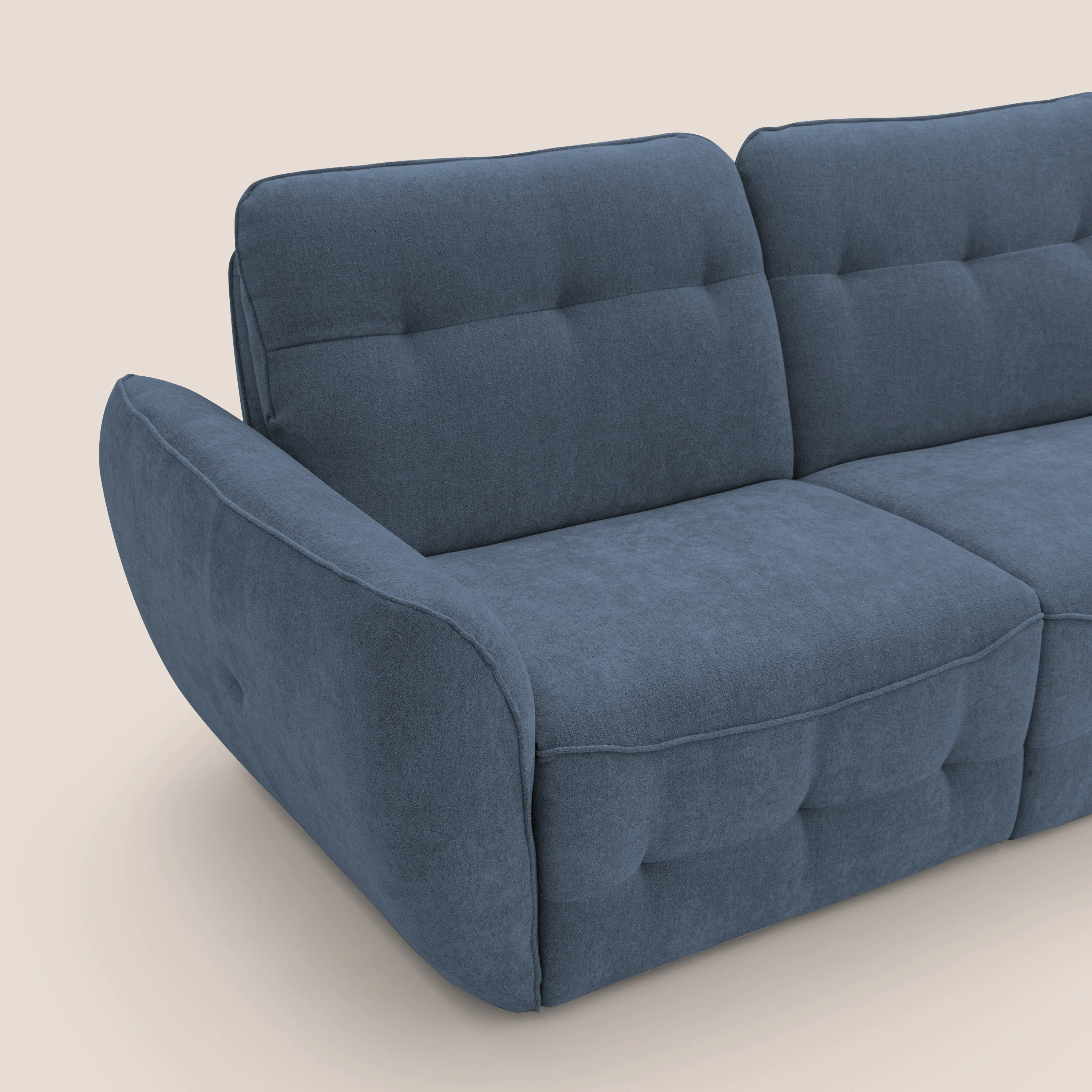 Cerbero canapé d'angle avec pouf terminal en bouclette douce imperméable T07 bleu - Image 7