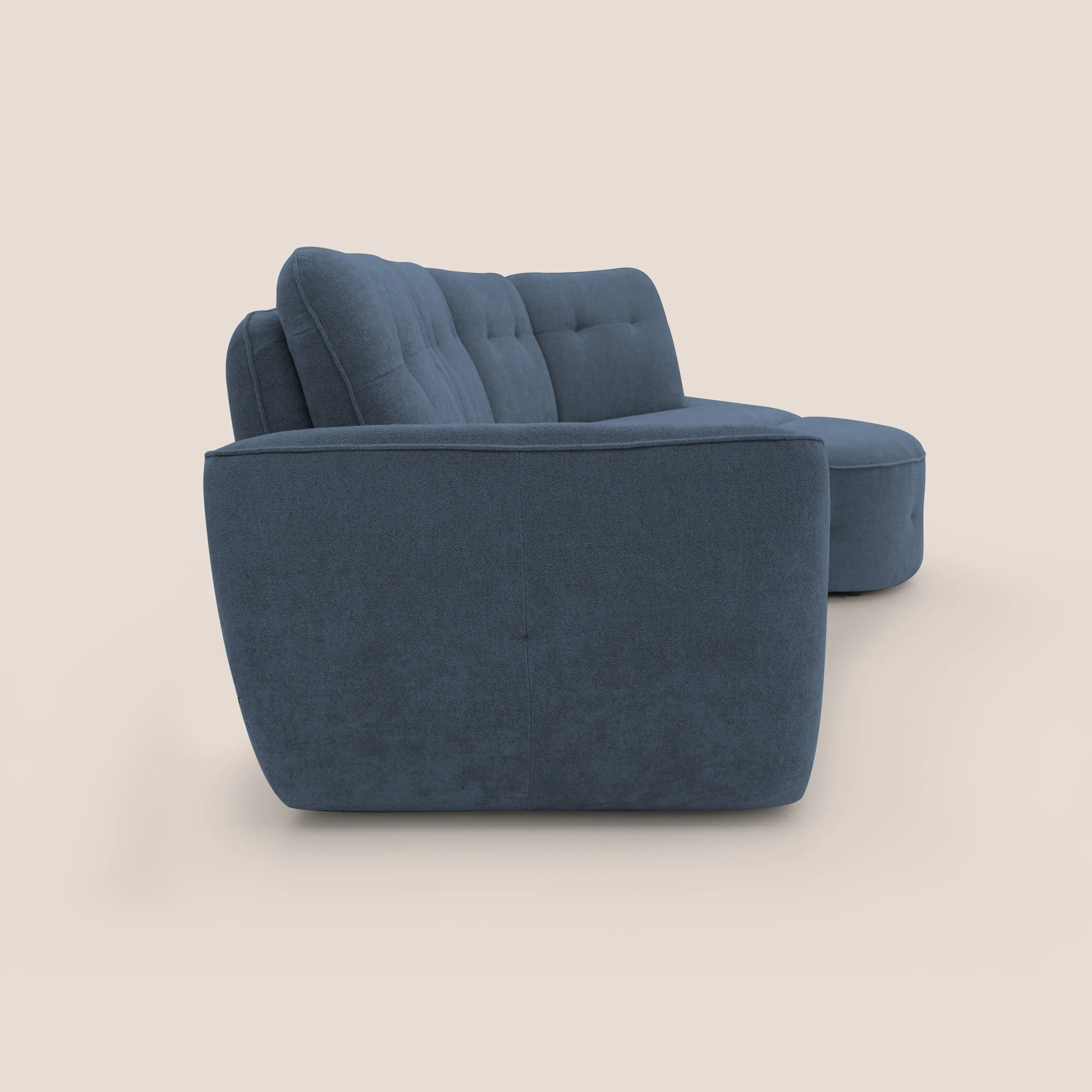 Cerbero canapé d'angle avec pouf terminal en bouclette douce imperméable T07 bleu - Image 9