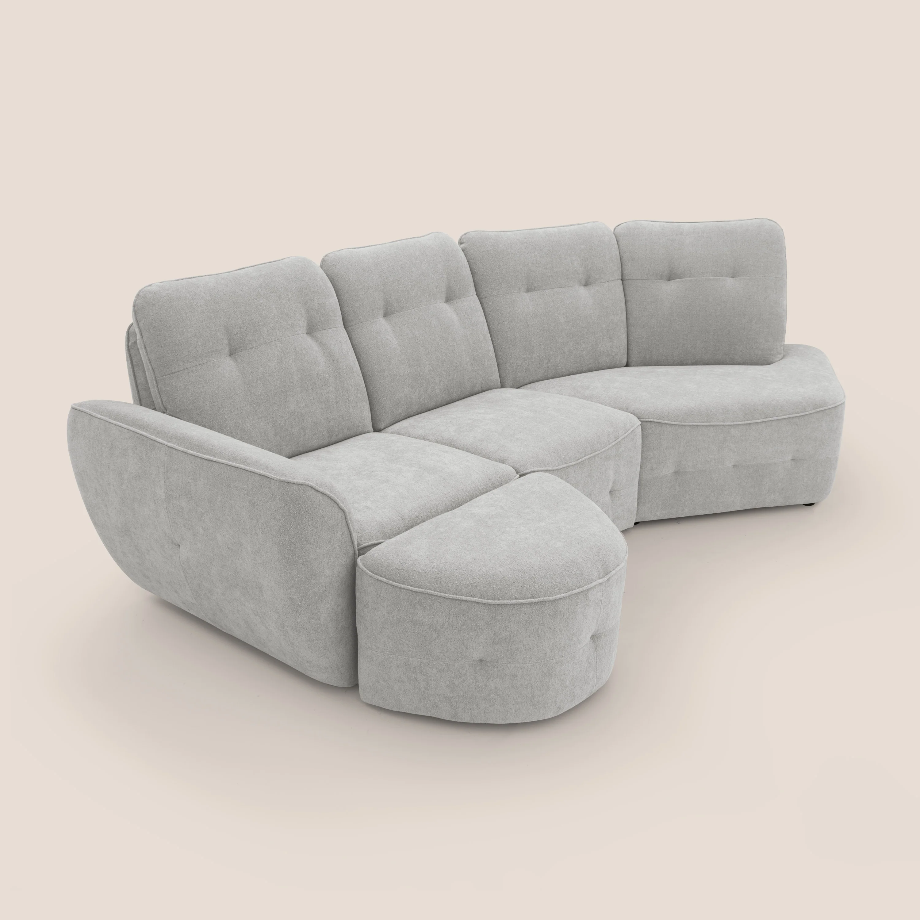 Cerbero canapé d'angle avec pouf terminal en bouclette douce imperméable T07 gris - Image 10