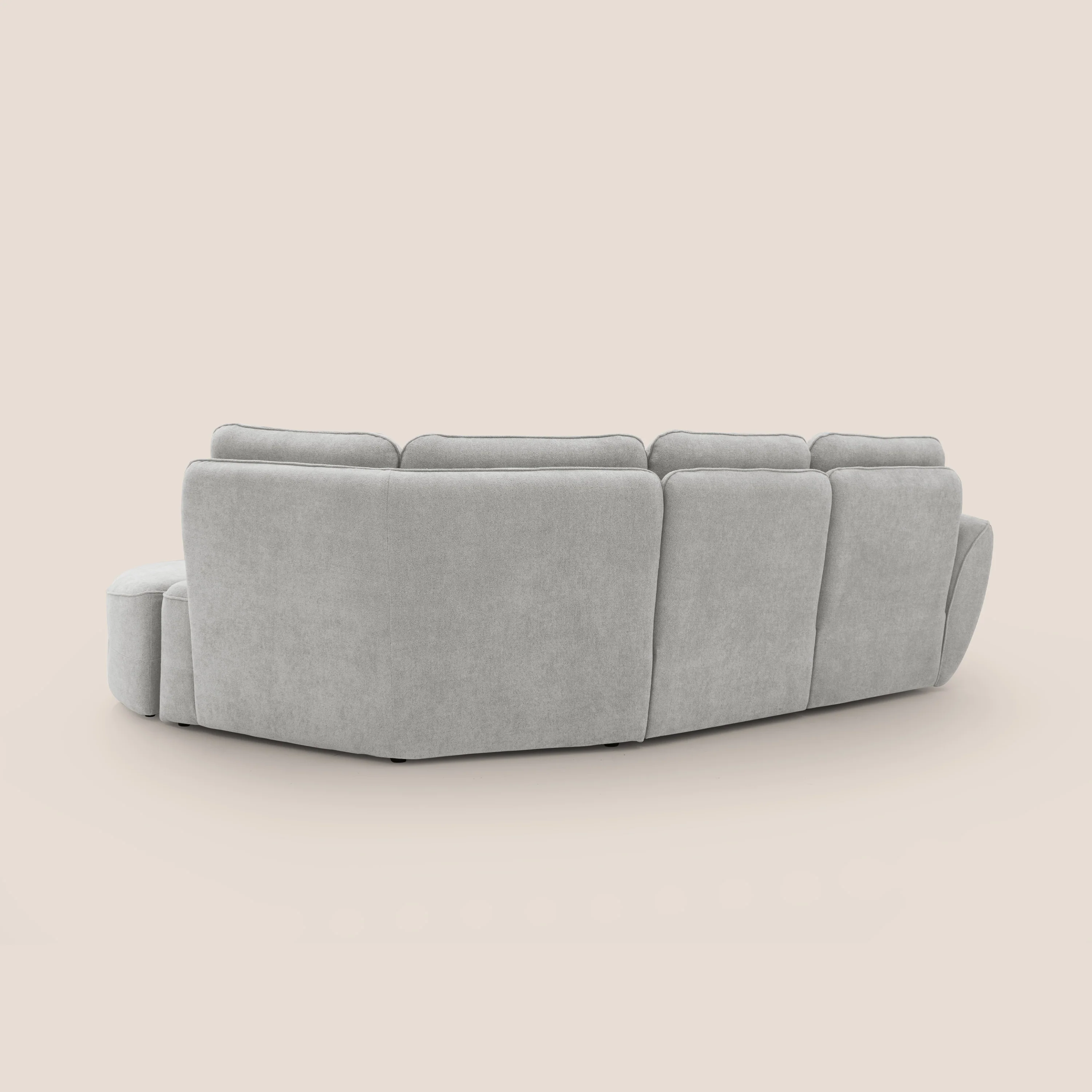 Cerbero canapé d'angle avec pouf terminal en bouclette douce imperméable T07 gris - Image 11