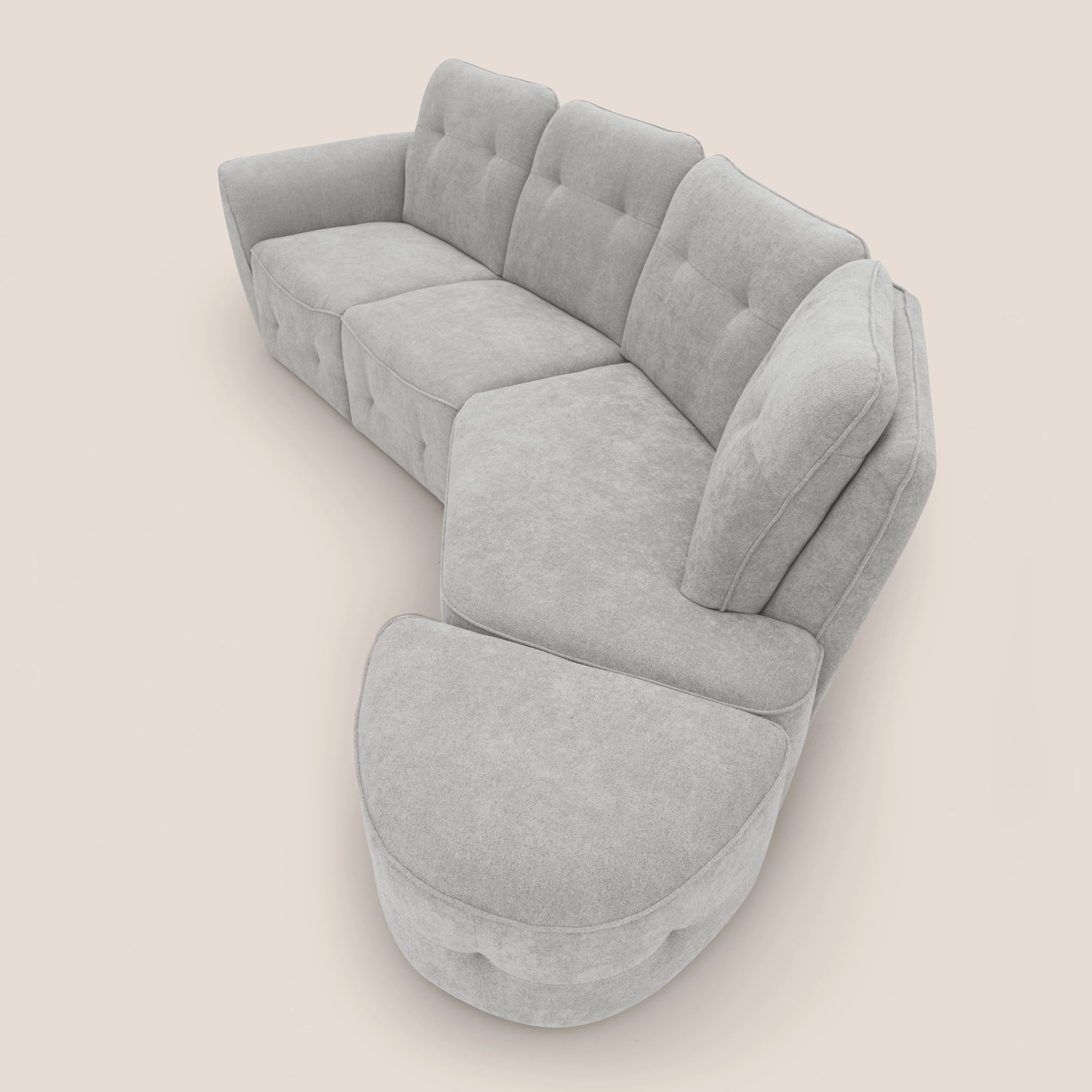 Cerbero canapé d'angle avec pouf terminal en bouclette douce imperméable T07 gris - Image 12