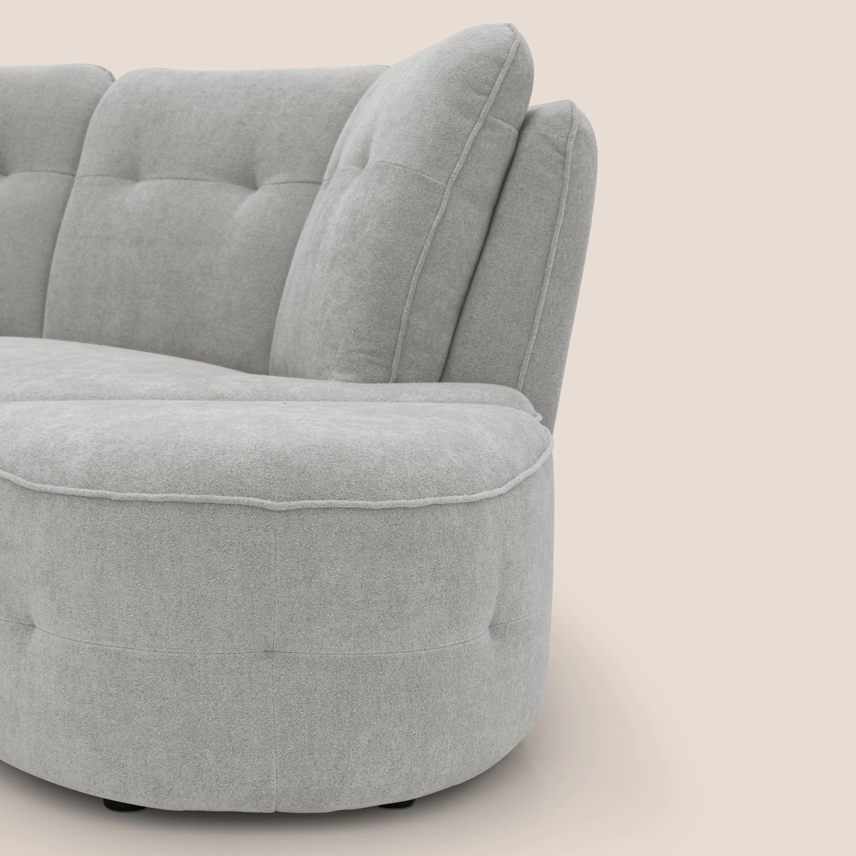 Cerbero canapé d'angle avec pouf terminal en bouclette douce imperméable T07 gris - Image 13