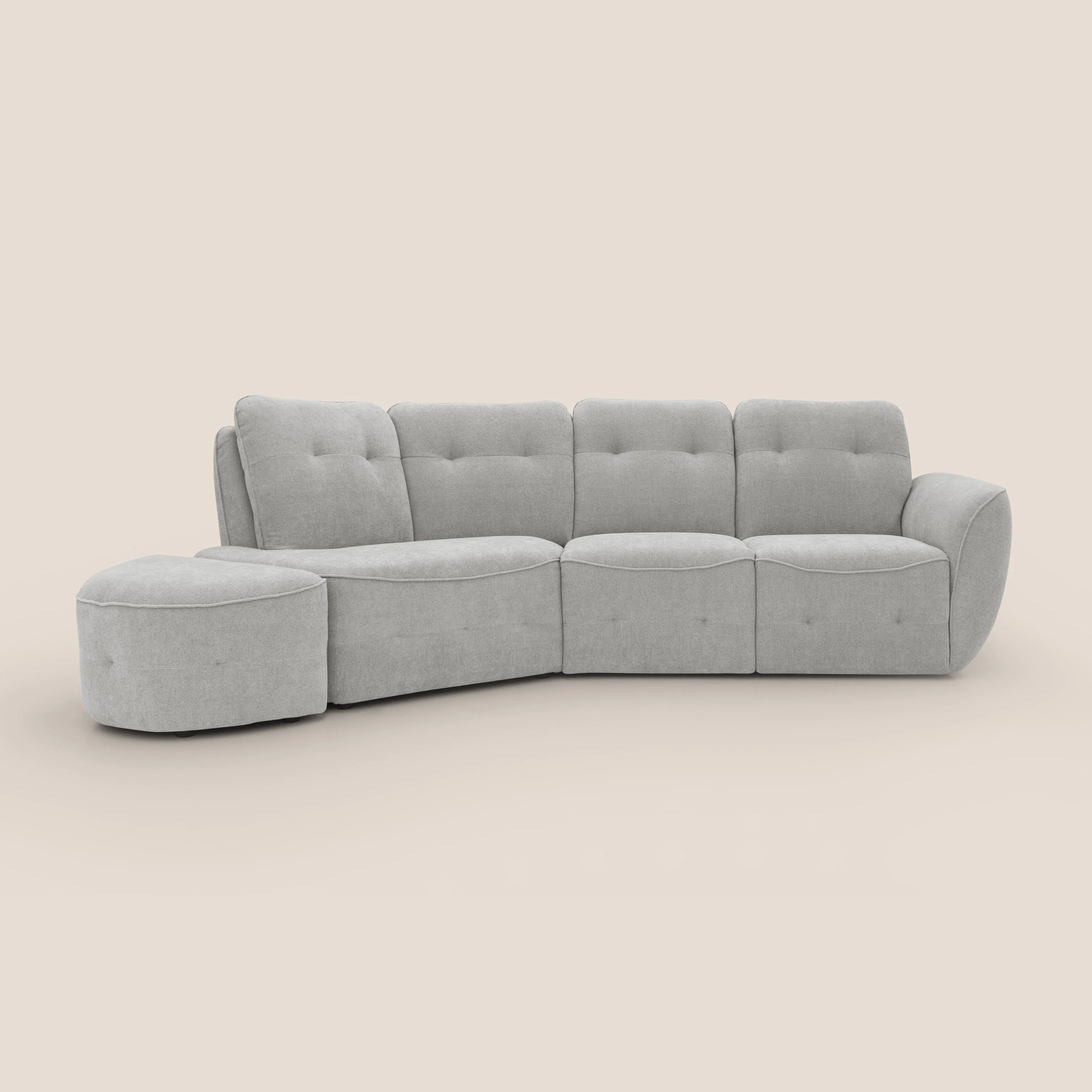 Cerbero canapé d'angle avec pouf terminal en bouclette douce imperméable T07 gris - Image 14