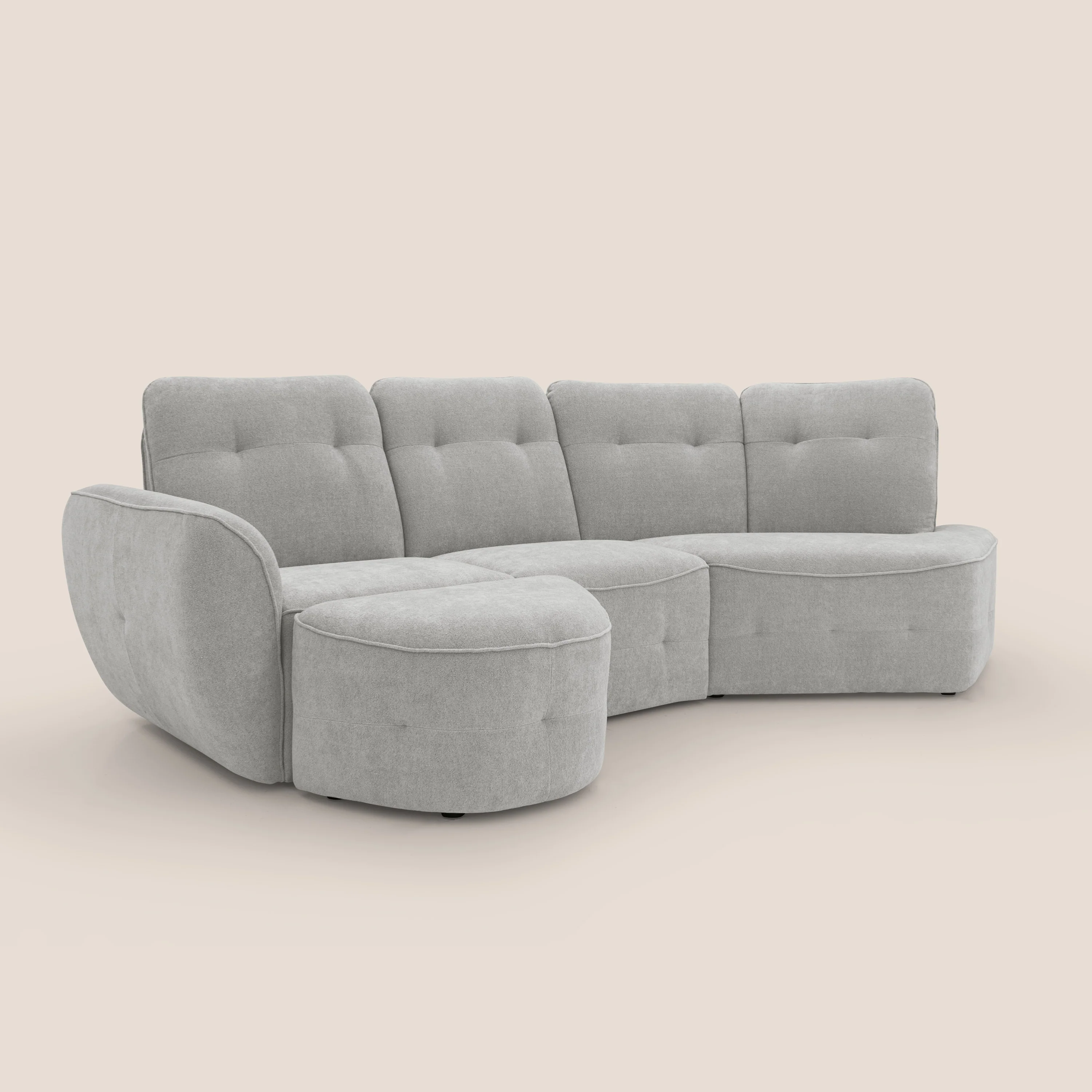 Cerbero canapé d'angle avec pouf terminal en bouclette douce imperméable T07 gris - Image 4