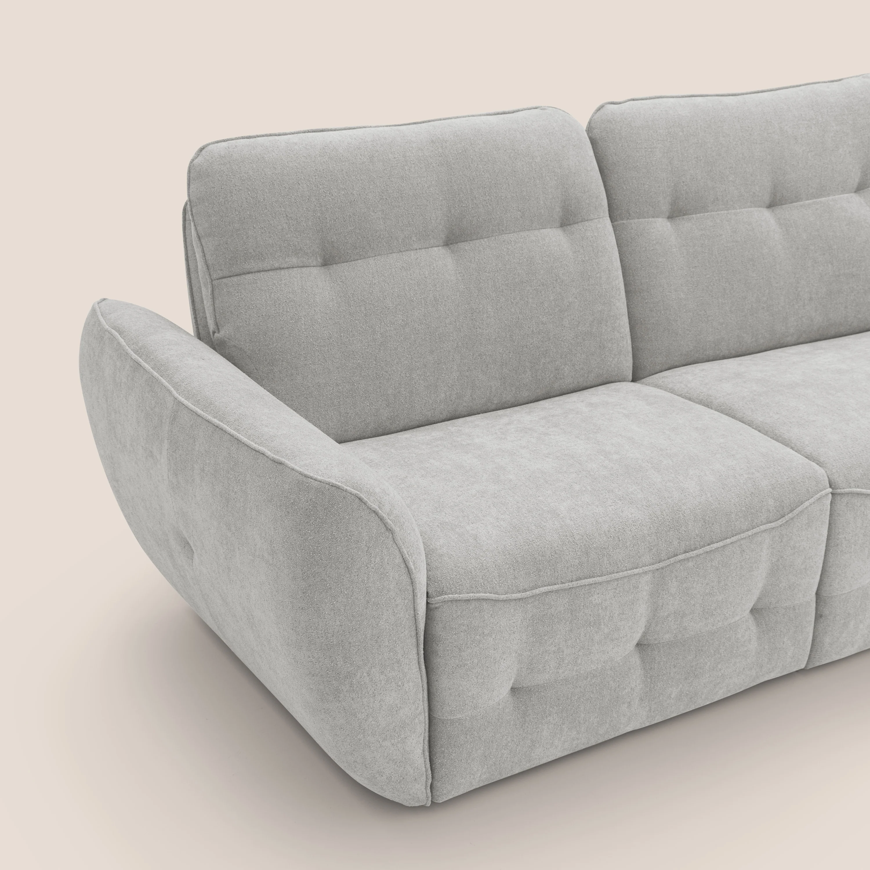 Cerbero canapé d'angle avec pouf terminal en bouclette douce imperméable T07 gris - Image 7