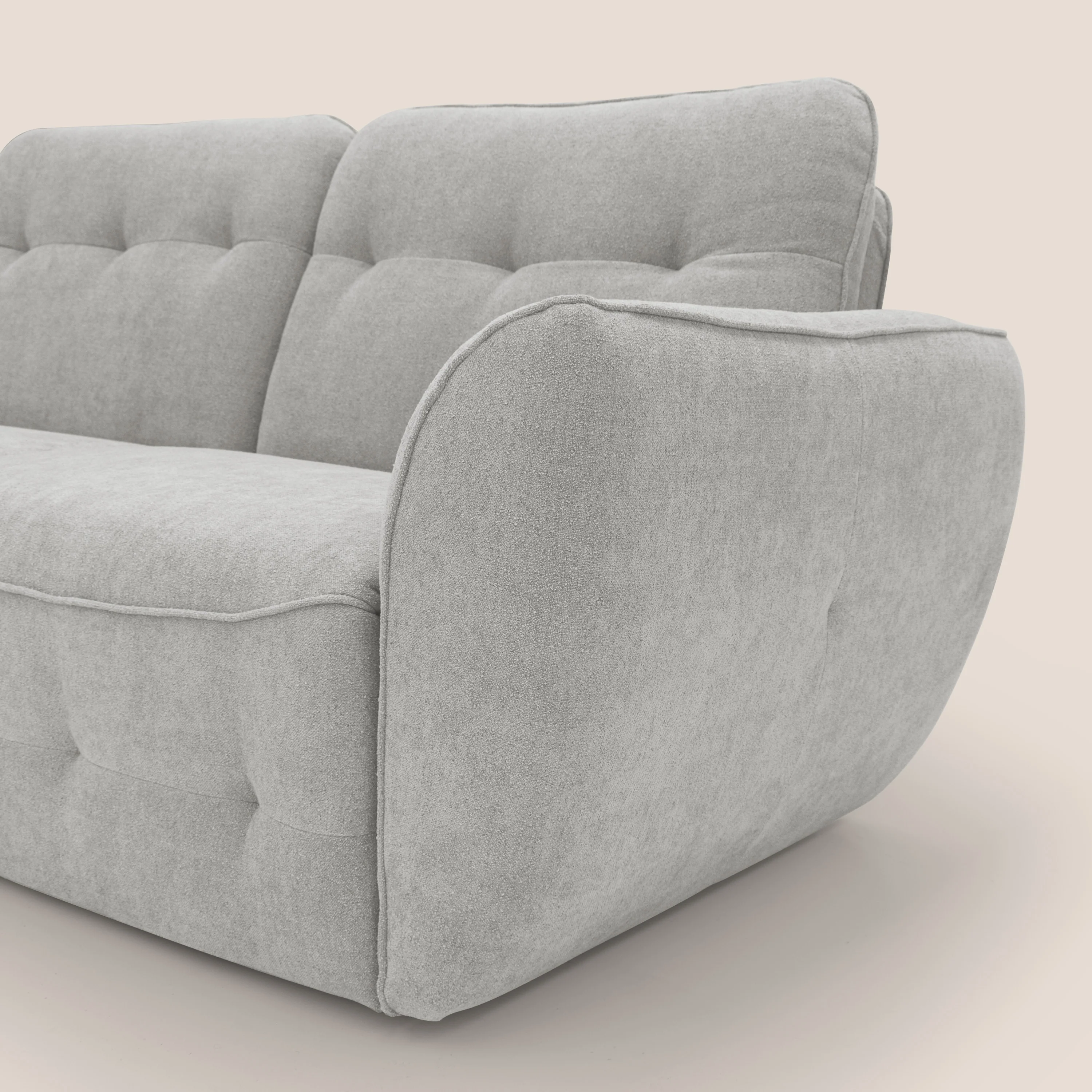 Cerbero canapé d'angle avec pouf terminal en bouclette douce imperméable T07 gris - Image 8