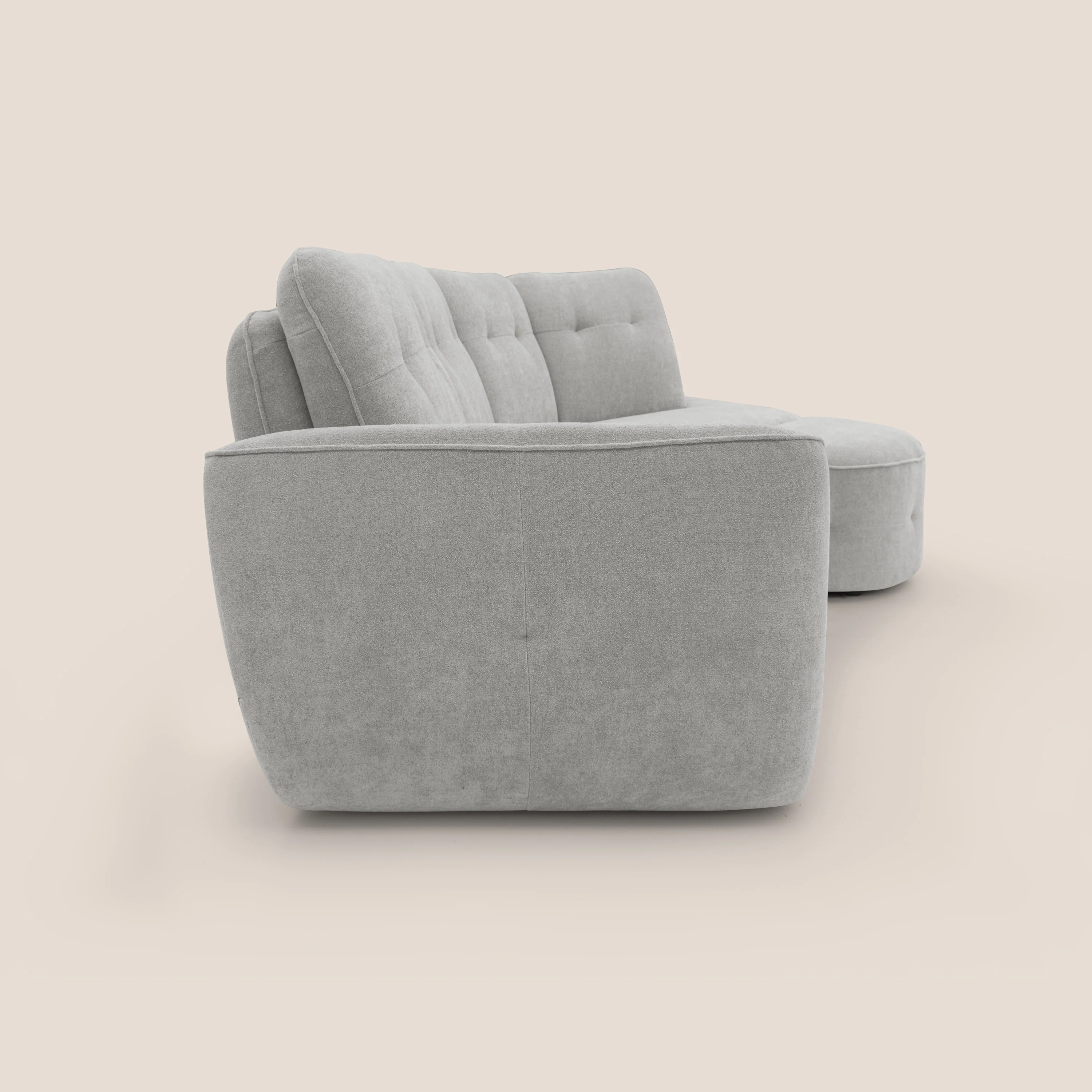 Cerbero canapé d'angle avec pouf terminal en bouclette douce imperméable T07 gris - Image 9