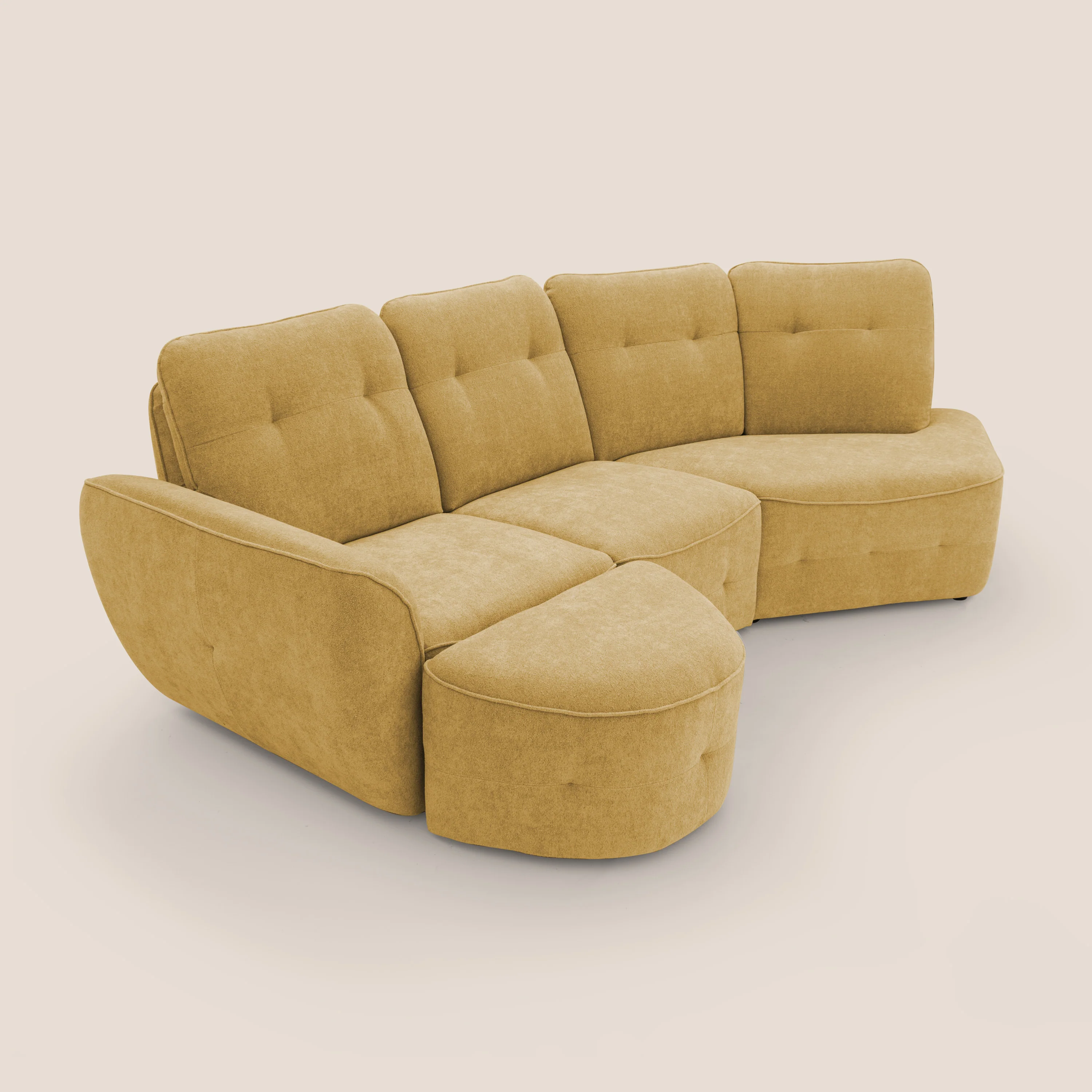 Cerbero canapé d'angle avec pouf terminal en bouclette douce imperméable T07 jaune - Image 10