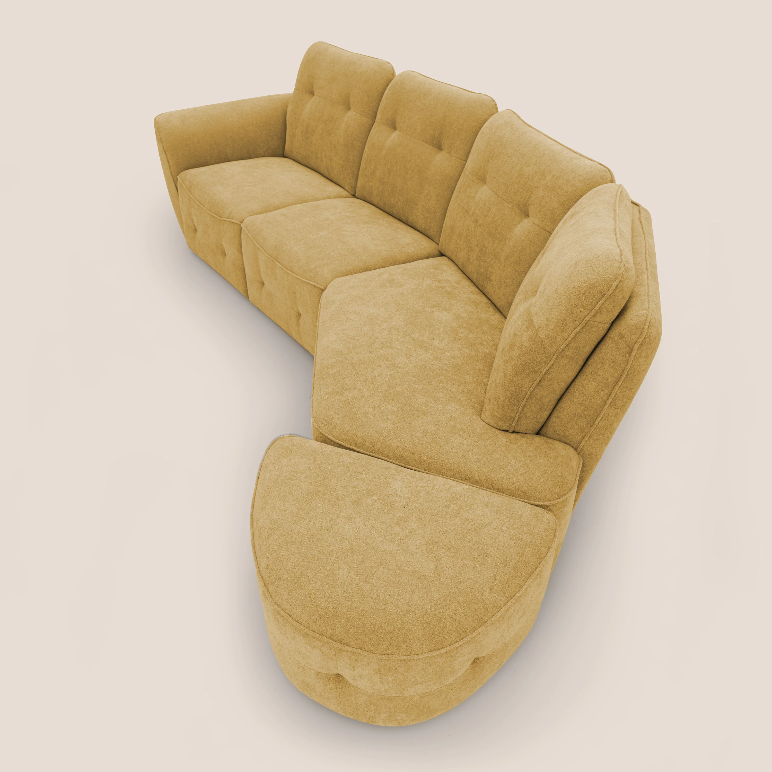 Cerbero canapé d'angle avec pouf terminal en bouclette douce imperméable T07 jaune - Image 12