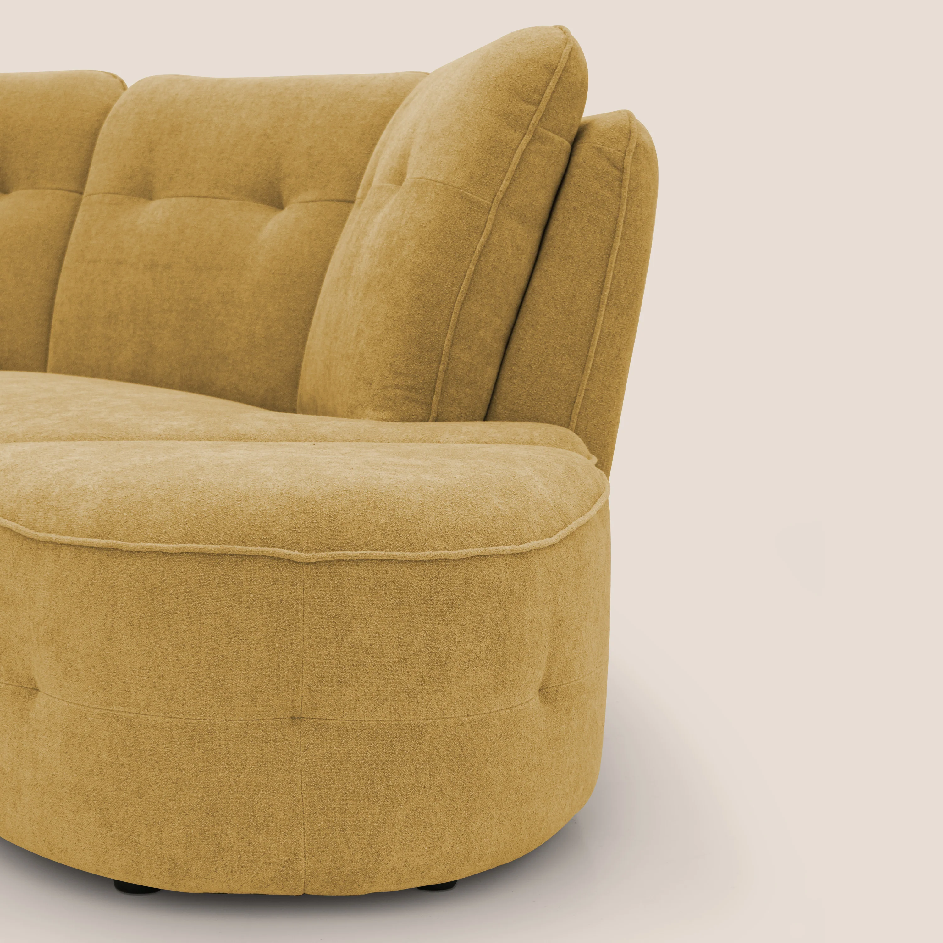 Cerbero canapé d'angle avec pouf terminal en bouclette douce imperméable T07 jaune - Image 13