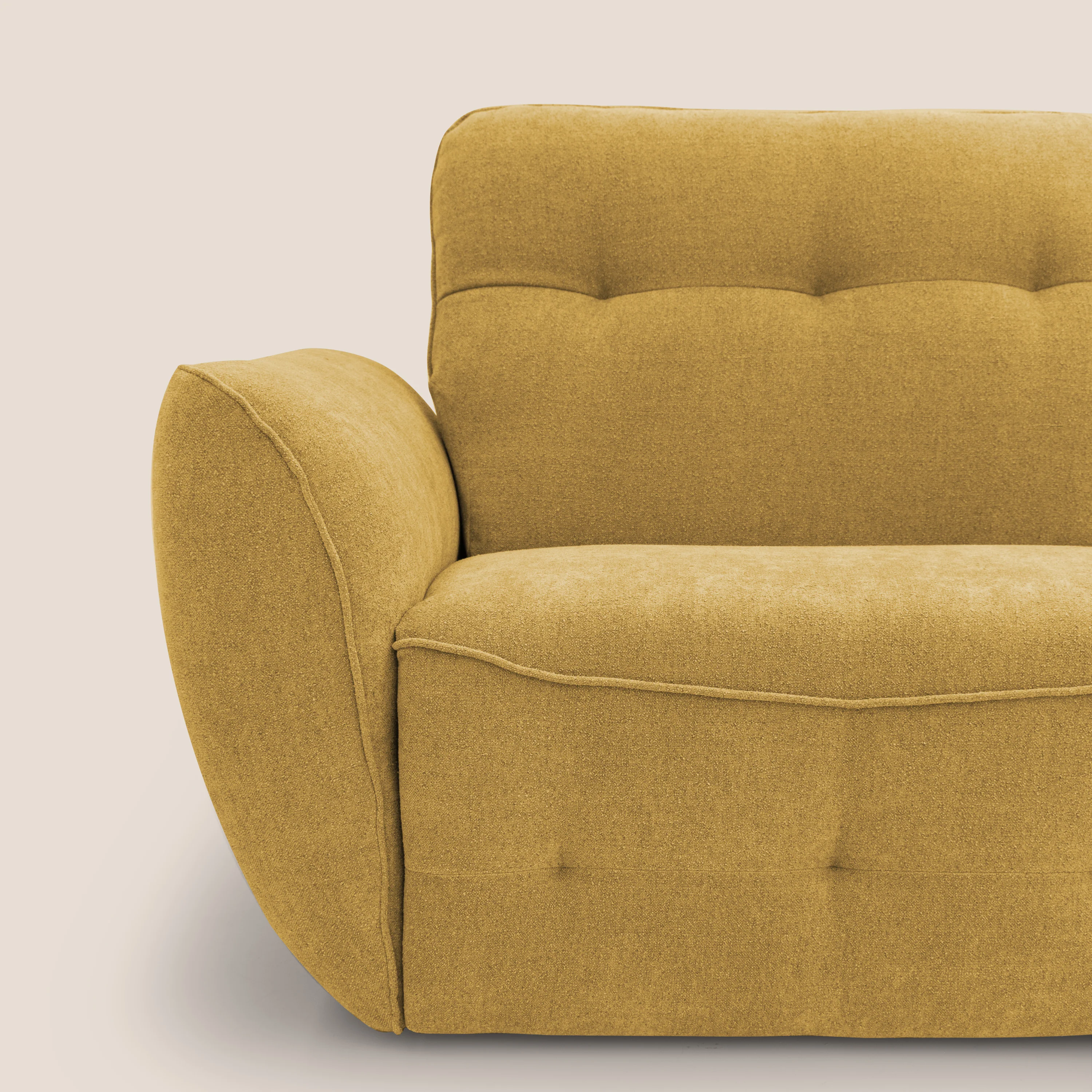Cerbero canapé d'angle avec pouf terminal en bouclette douce imperméable T07 jaune - Image 6