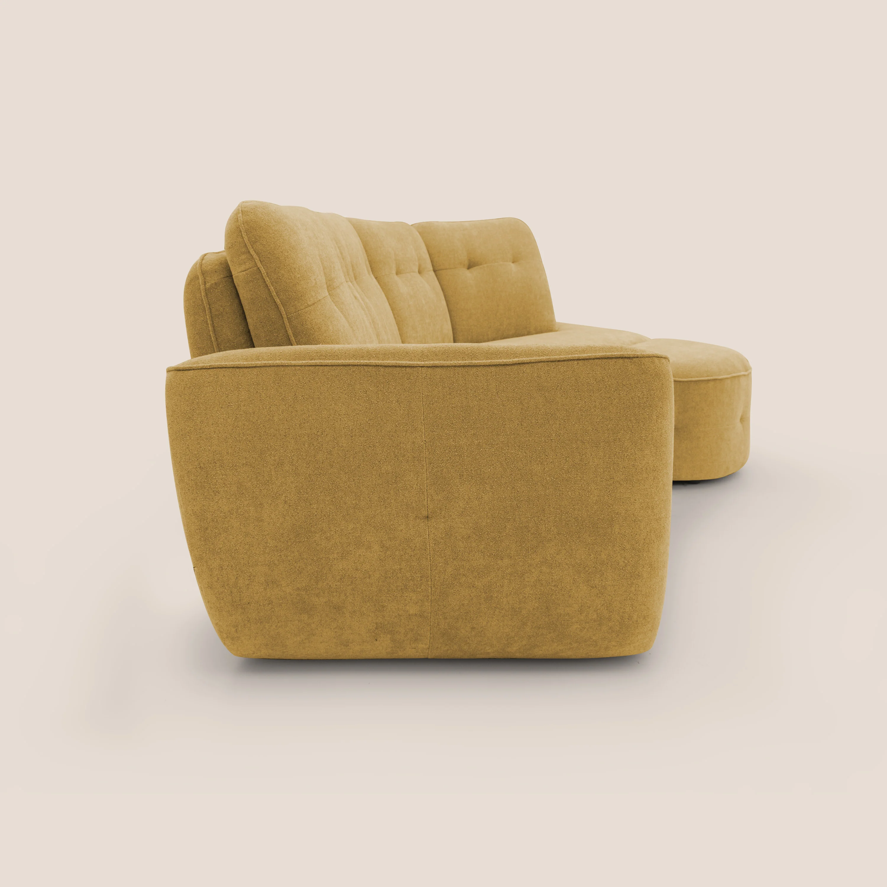 Cerbero canapé d'angle avec pouf terminal en bouclette douce imperméable T07 jaune - Image 9
