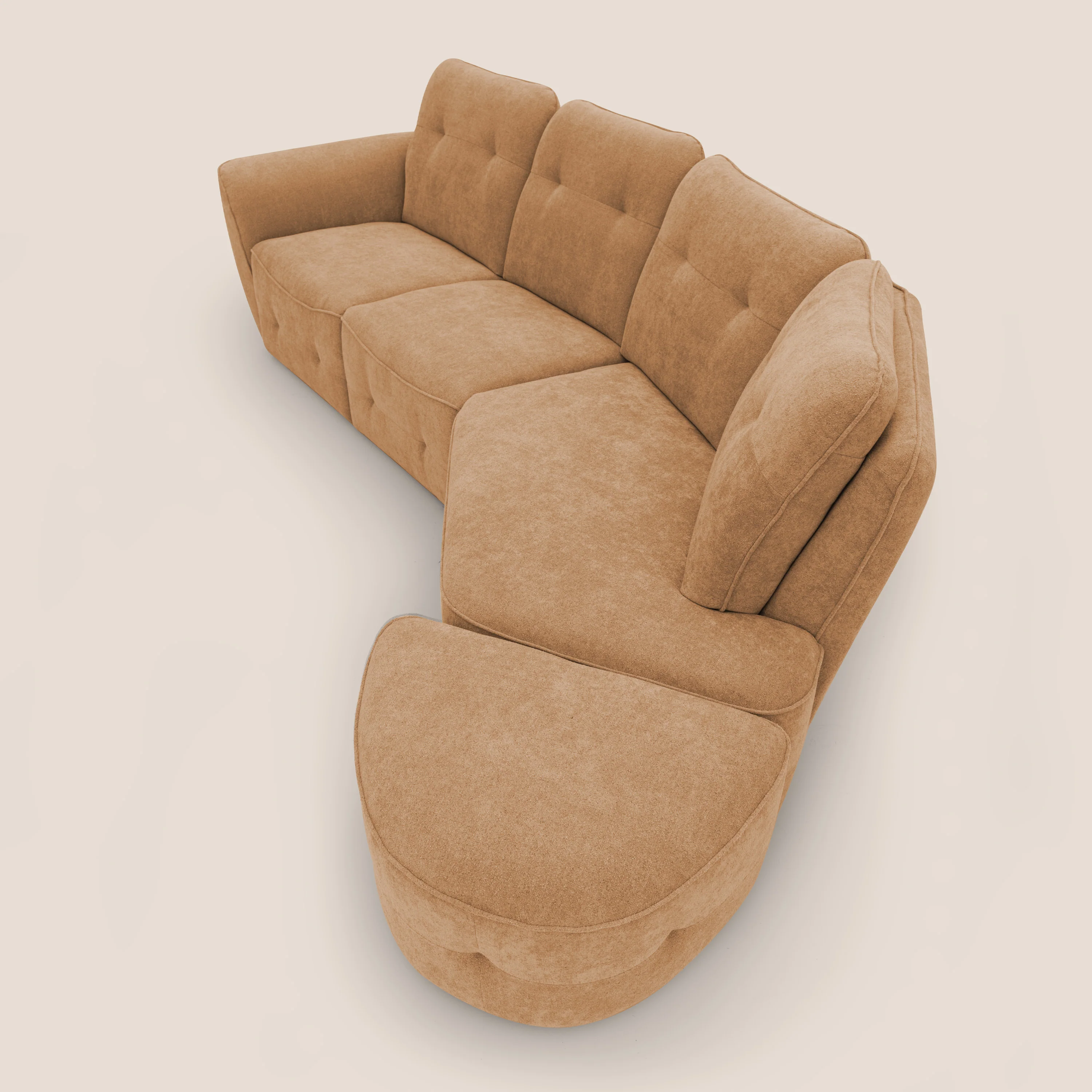 Cerbero canapé d'angle avec pouf terminal en bouclette douce imperméable T07 orange - Image 12