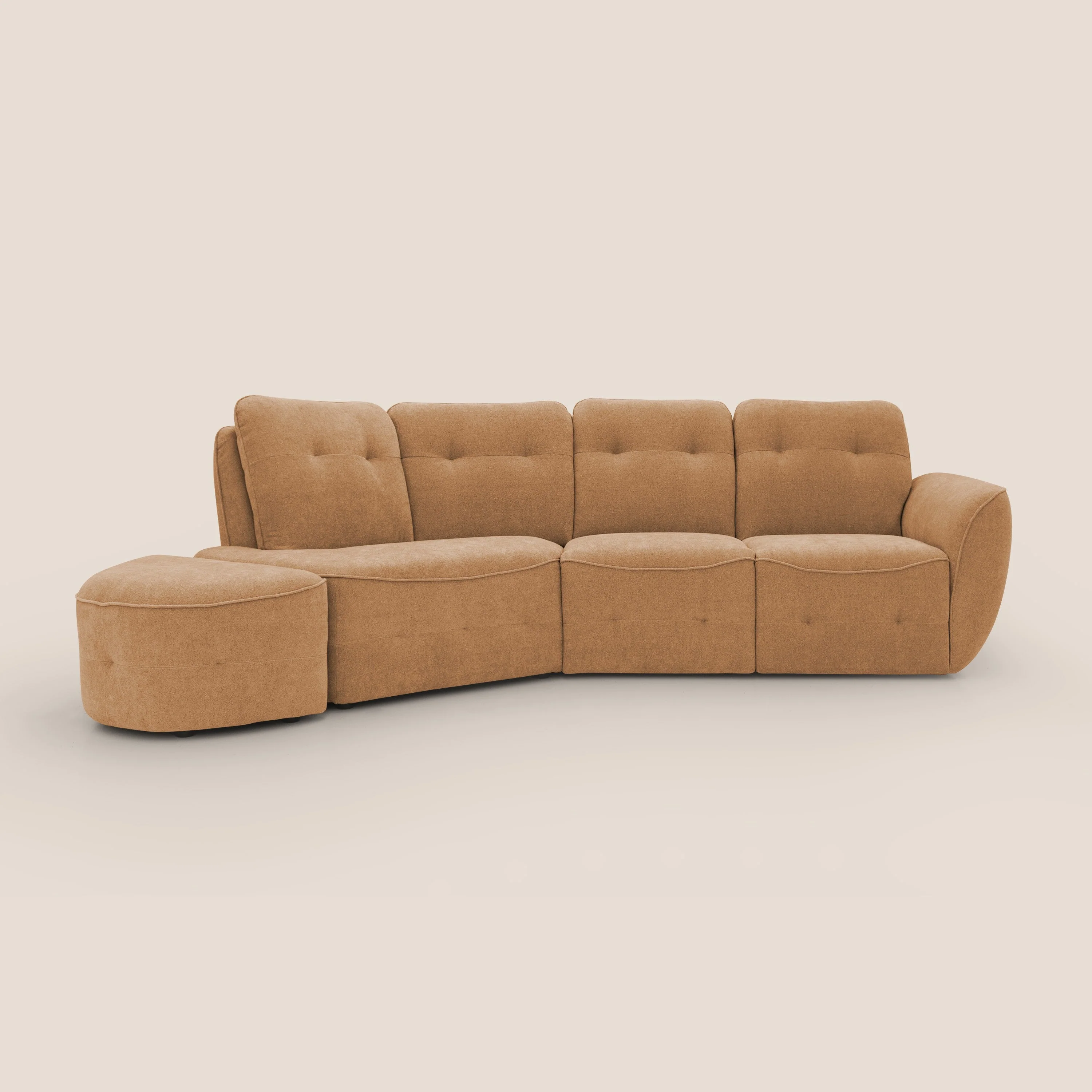 Cerbero canapé d'angle avec pouf terminal en bouclette douce imperméable T07 orange - Image 14