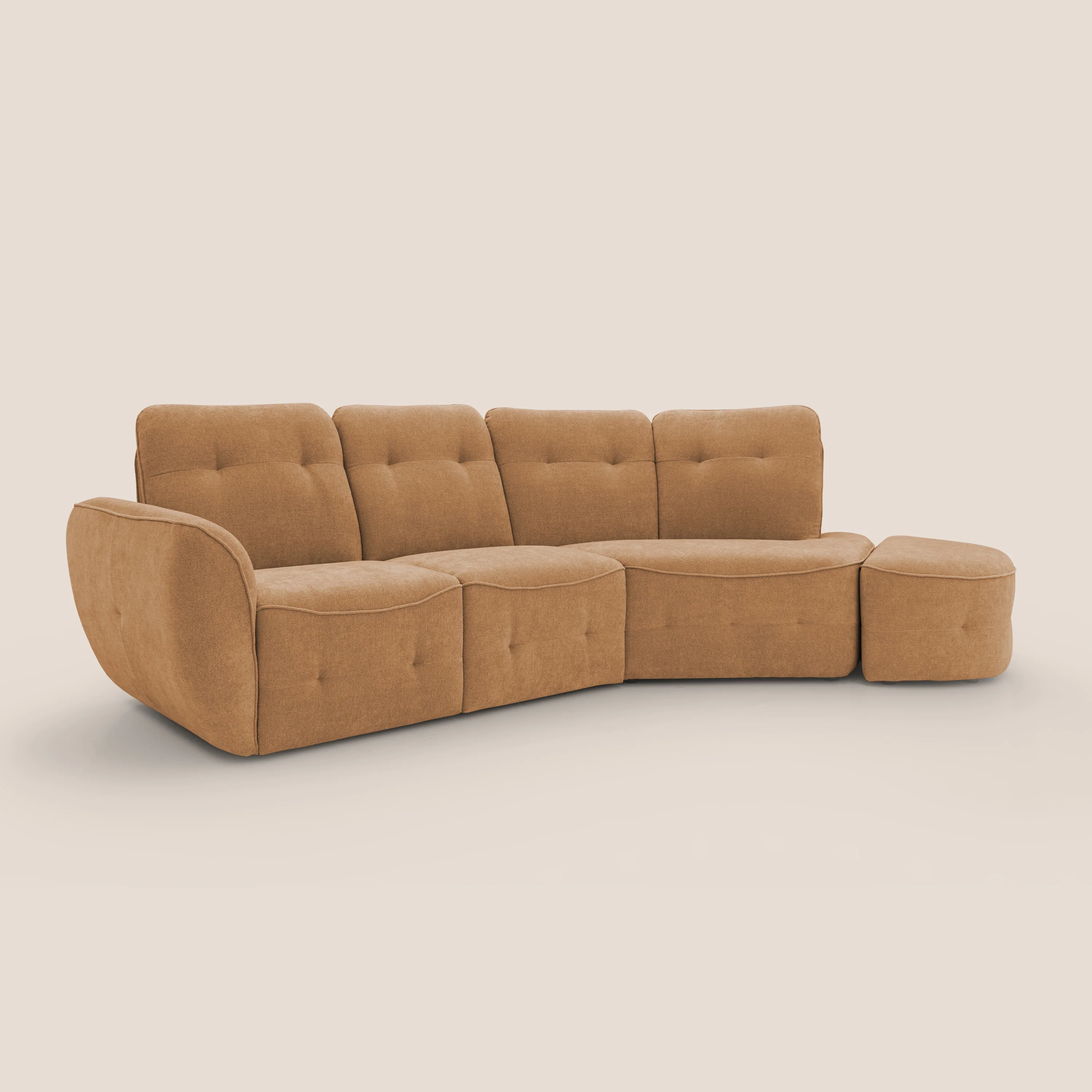 Cerbero canapé d'angle avec pouf terminal en bouclette douce imperméable T07 orange - Image 2