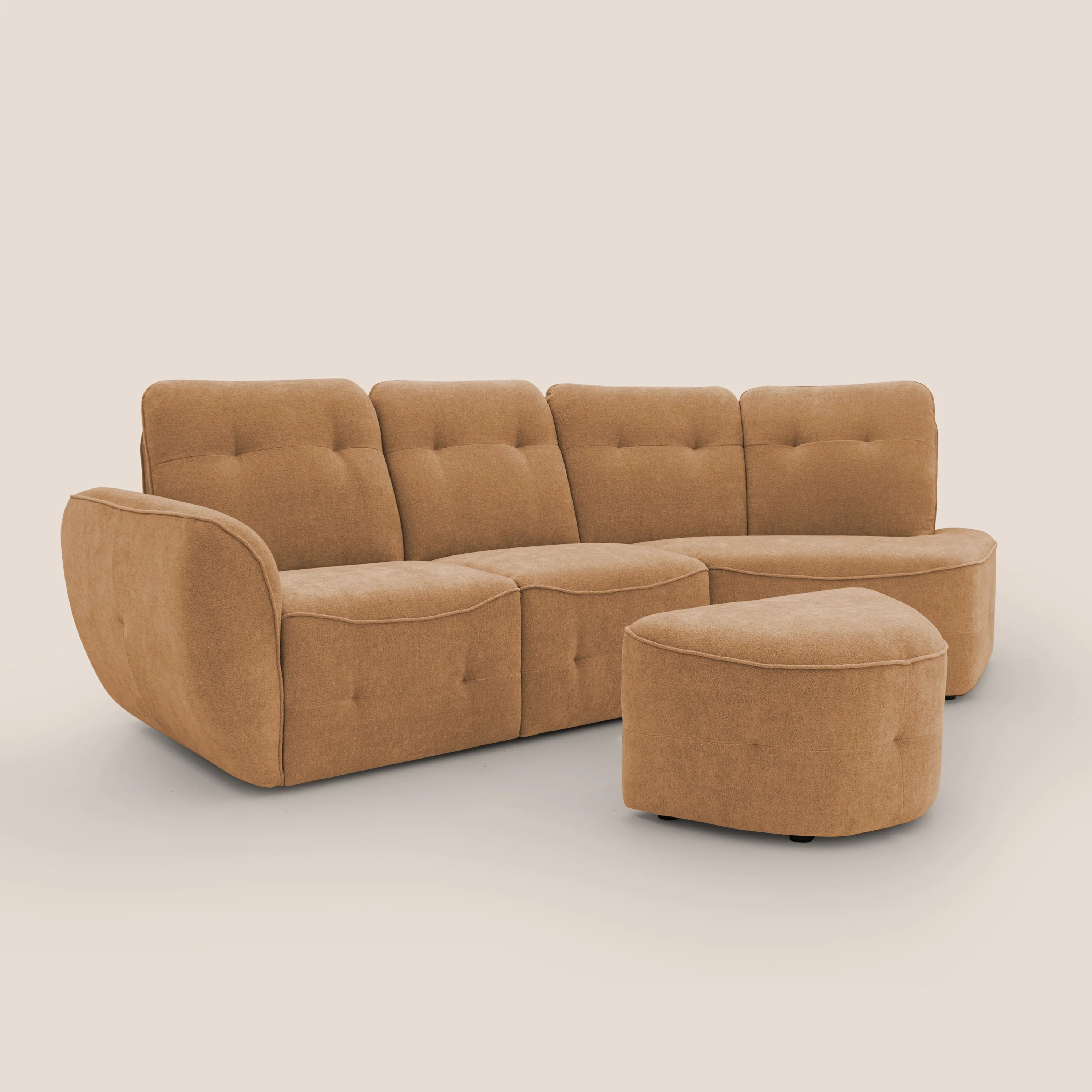 Cerbero canapé d'angle avec pouf terminal en bouclette douce imperméable T07 orange - Image 5