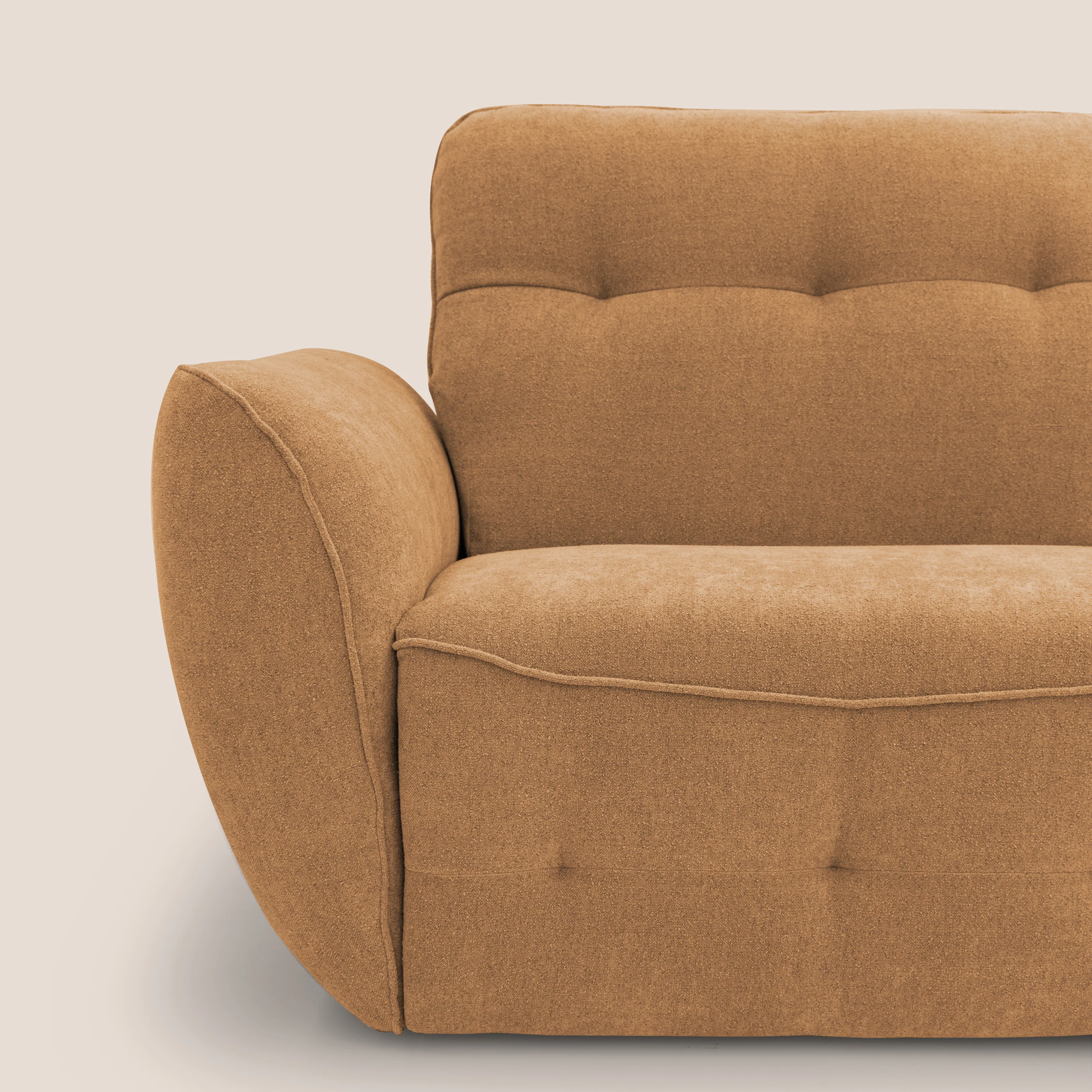 Cerbero canapé d'angle avec pouf terminal en bouclette douce imperméable T07 orange - Image 6