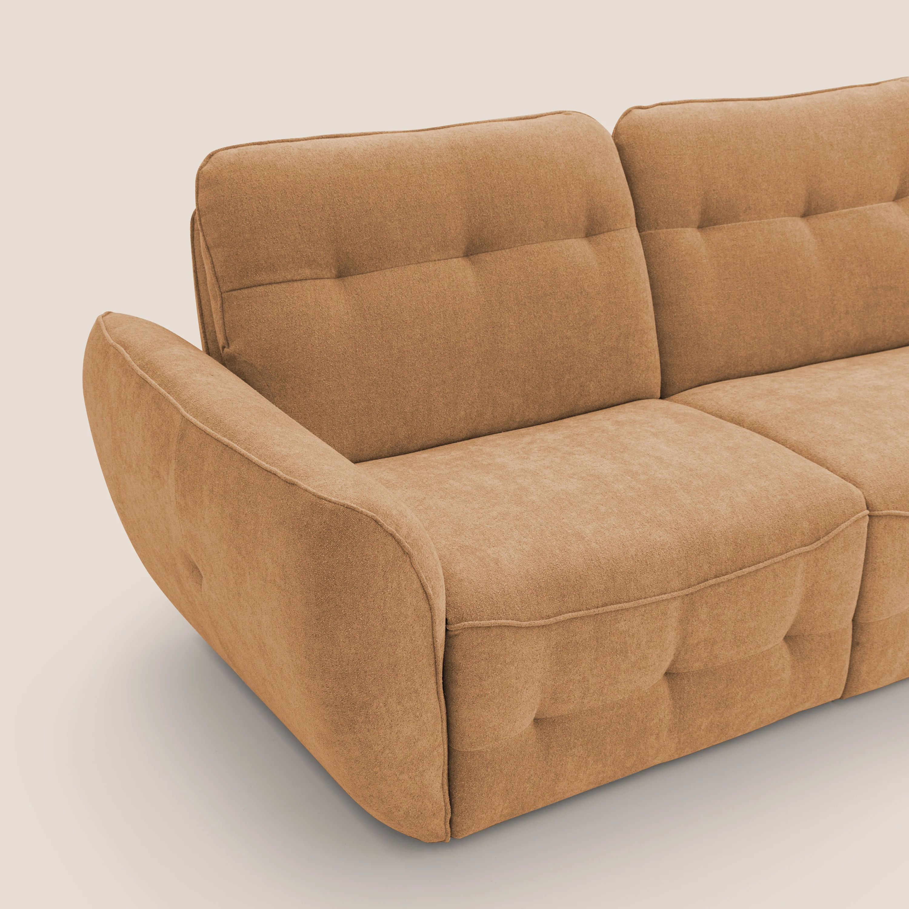 Cerbero canapé d'angle avec pouf terminal en bouclette douce imperméable T07 orange - Image 7