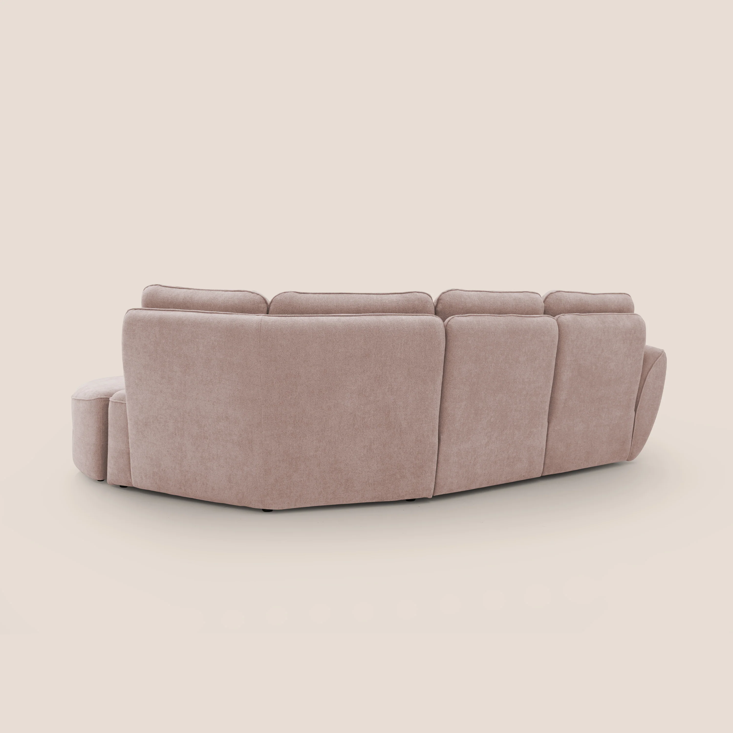 Cerbero canapé d'angle avec pouf terminal en bouclette douce imperméable T07 rose - Image 11