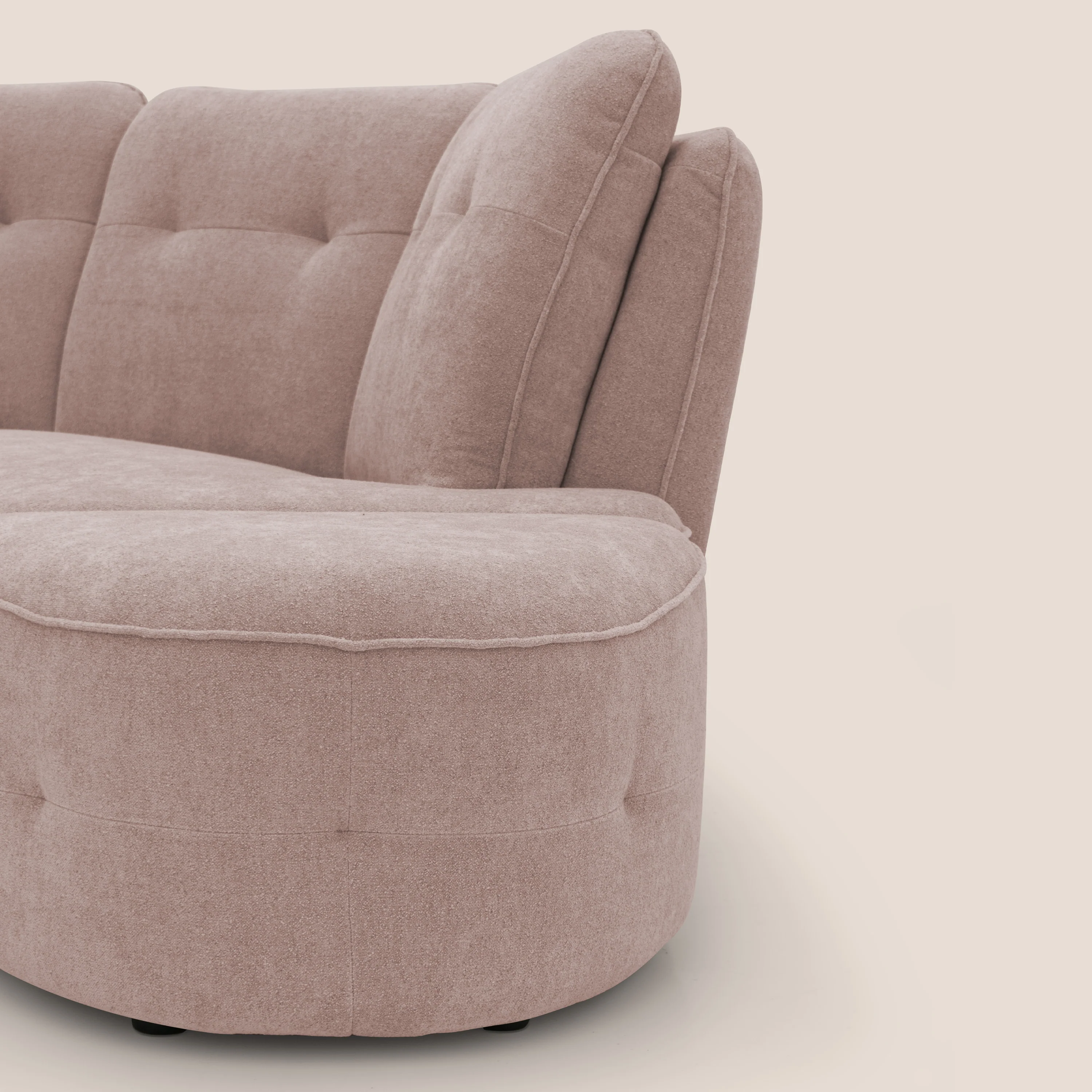 Cerbero canapé d'angle avec pouf terminal en bouclette douce imperméable T07 rose - Image 13