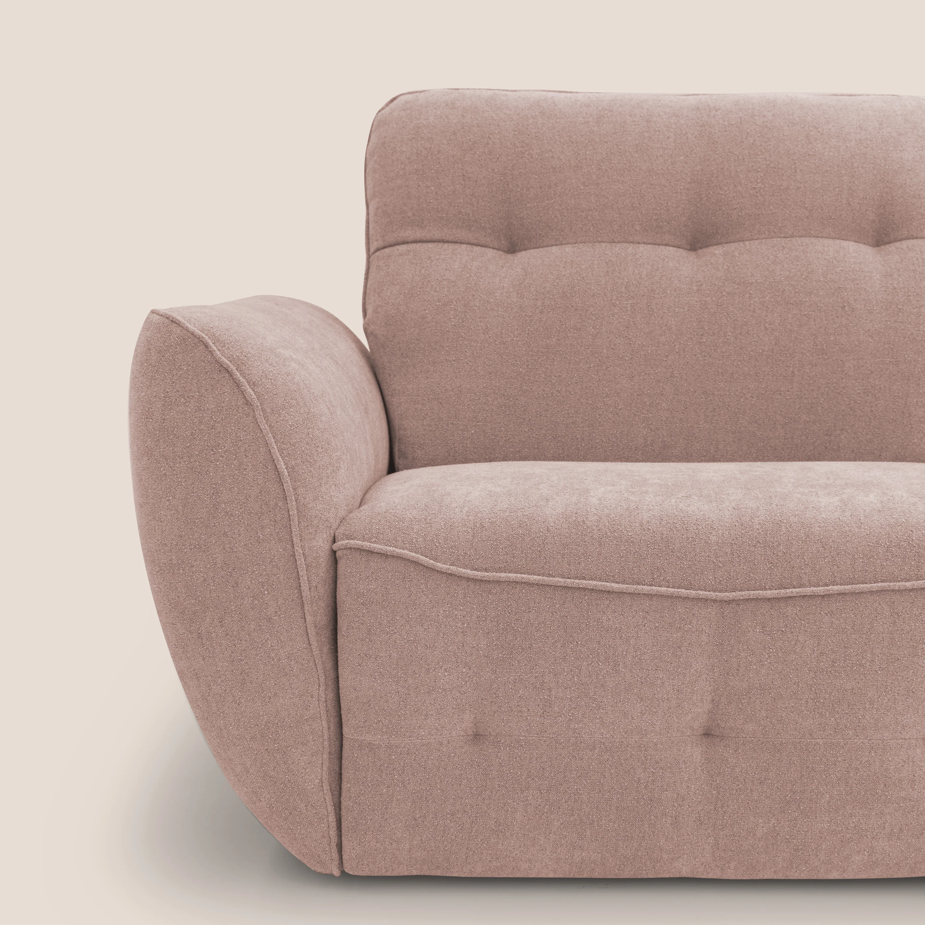 Cerbero canapé d'angle avec pouf terminal en bouclette douce imperméable T07 rose - Image 6