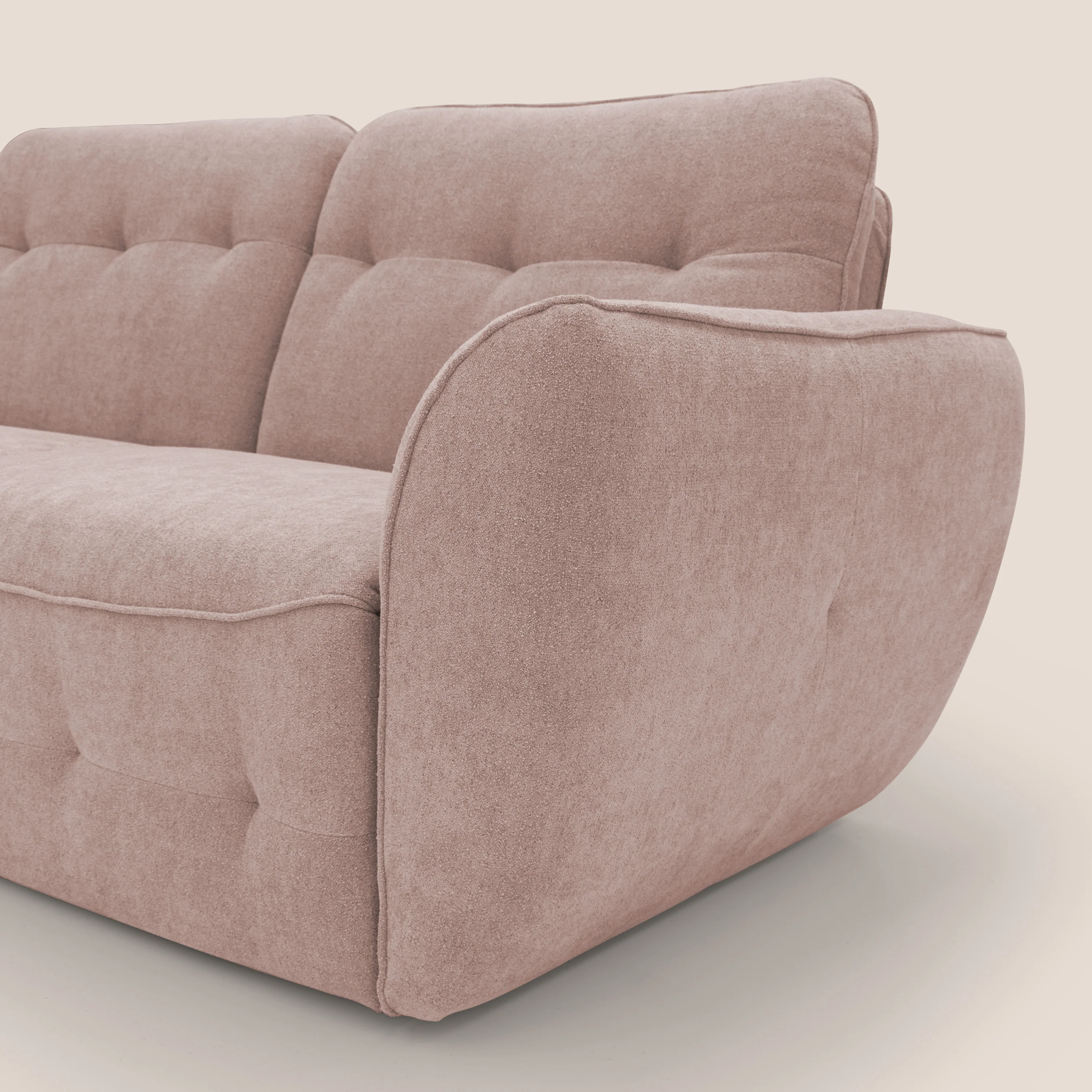 Cerbero canapé d'angle avec pouf terminal en bouclette douce imperméable T07 rose - Image 8