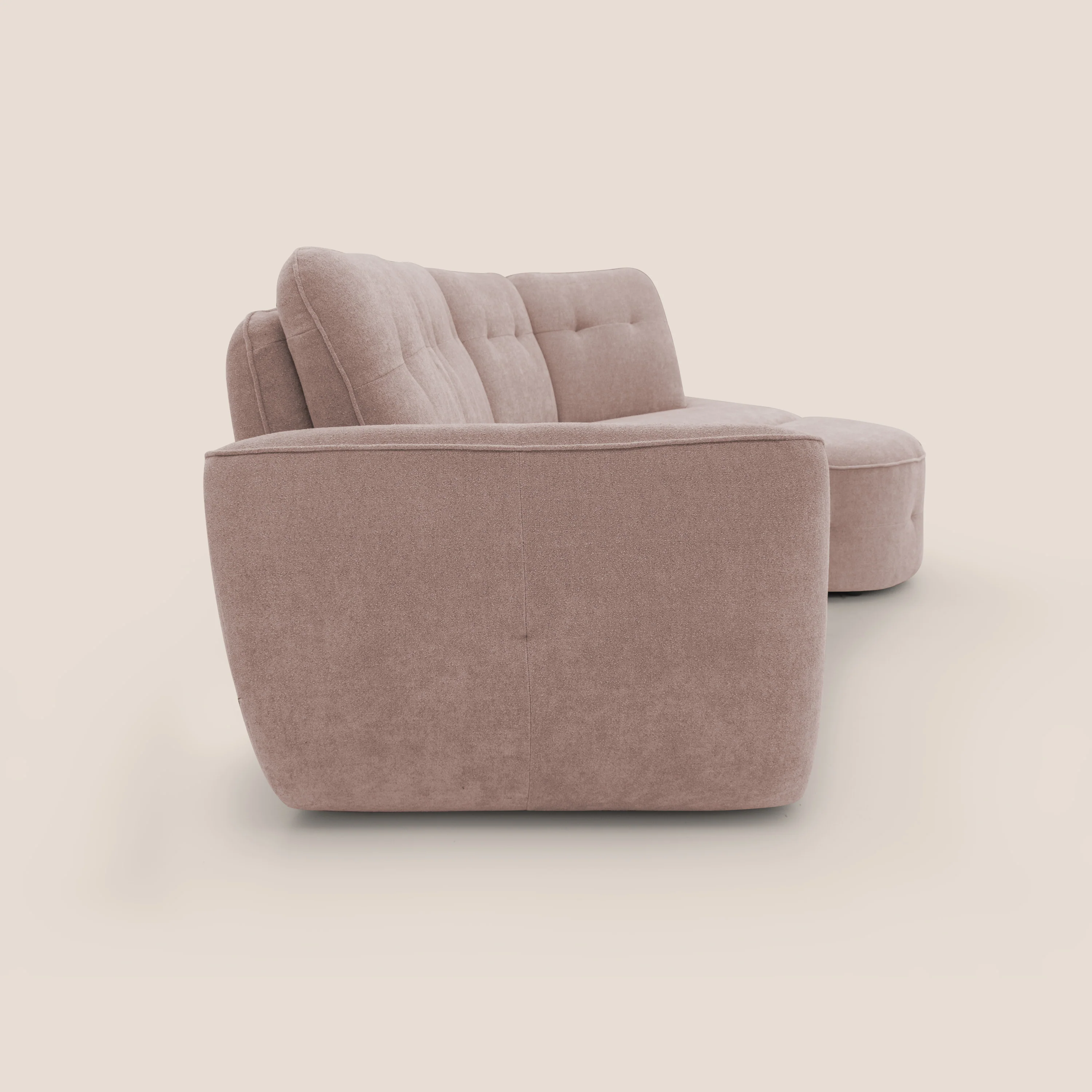 Cerbero canapé d'angle avec pouf terminal en bouclette douce imperméable T07 rose - Image 9