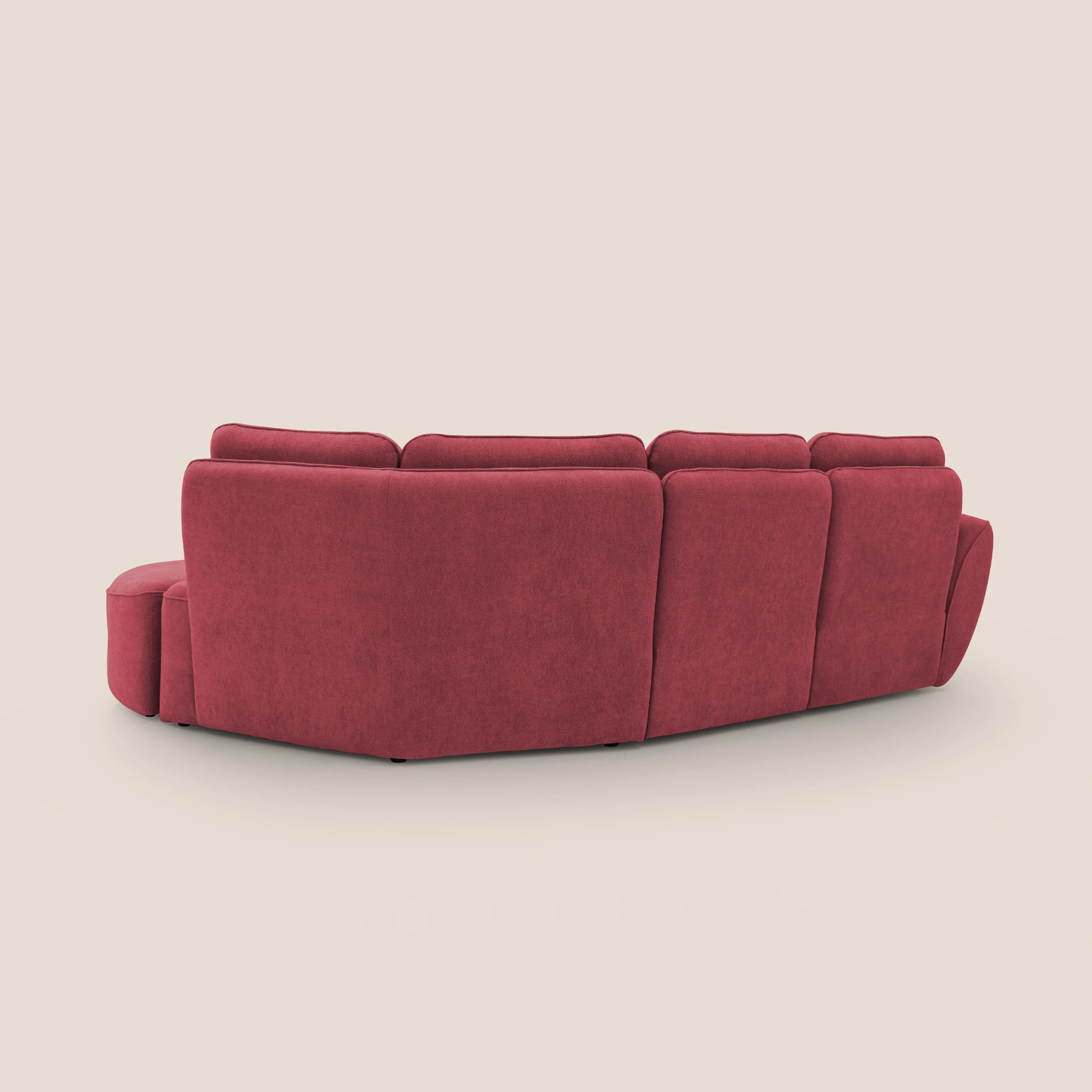 Cerbero canapé d'angle avec pouf terminal en bouclette douce imperméable T07 rouge - Image 11