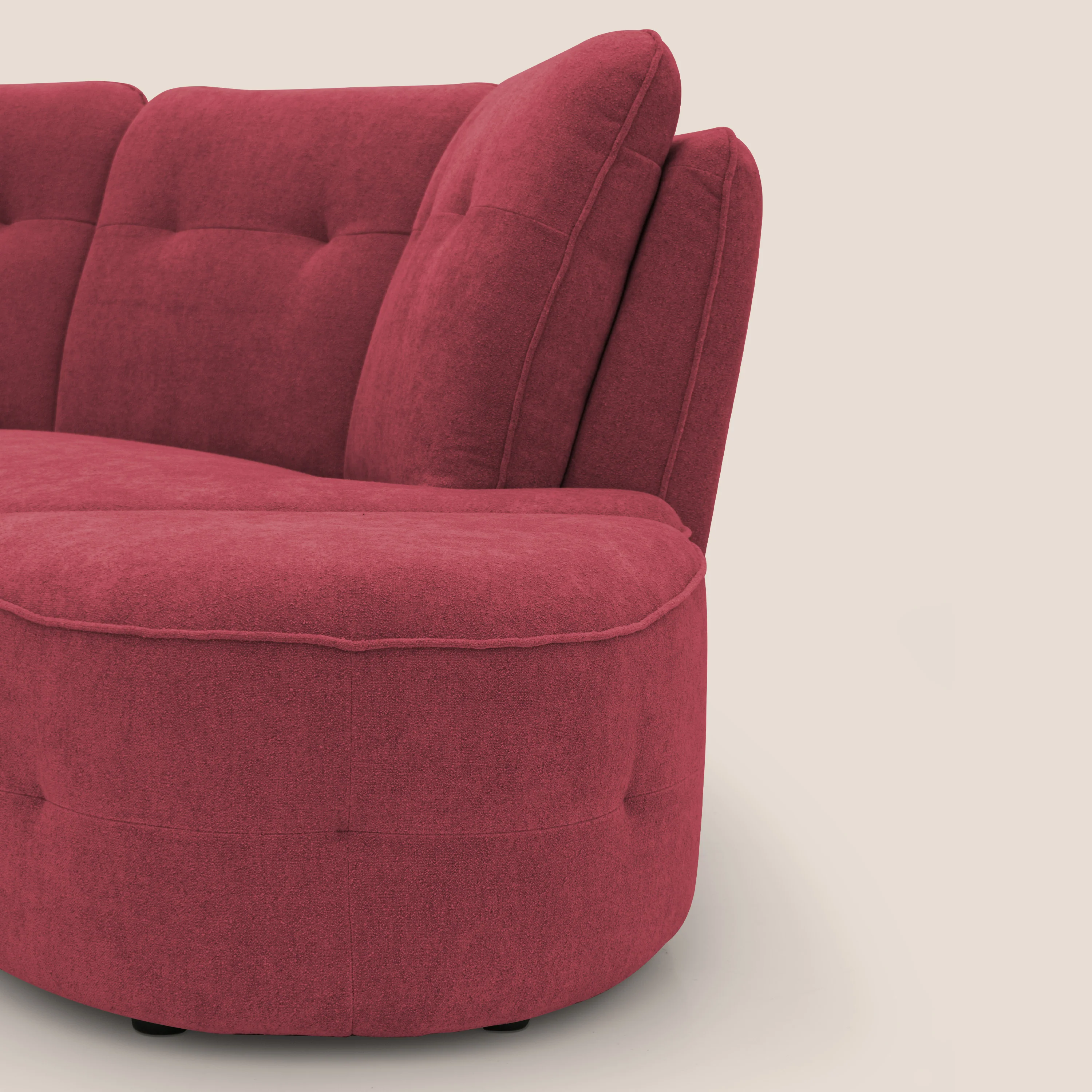 Cerbero canapé d'angle avec pouf terminal en bouclette douce imperméable T07 rouge - Image 13
