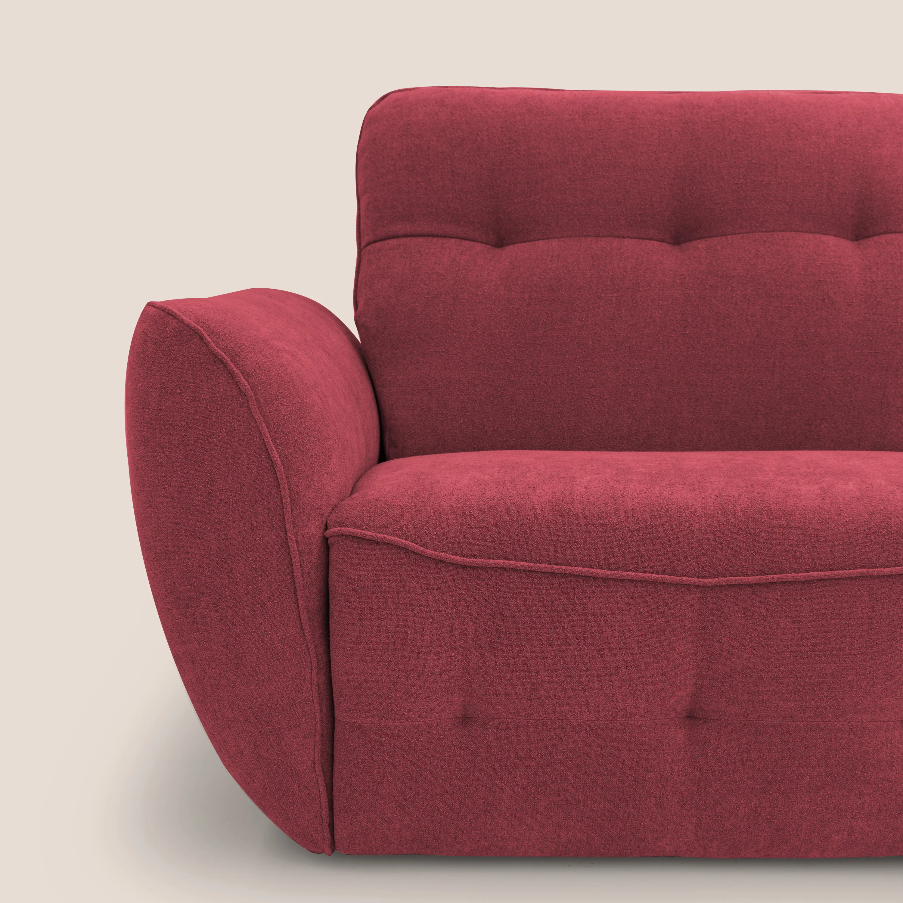 Cerbero canapé d'angle avec pouf terminal en bouclette douce imperméable T07 rouge - Image 6