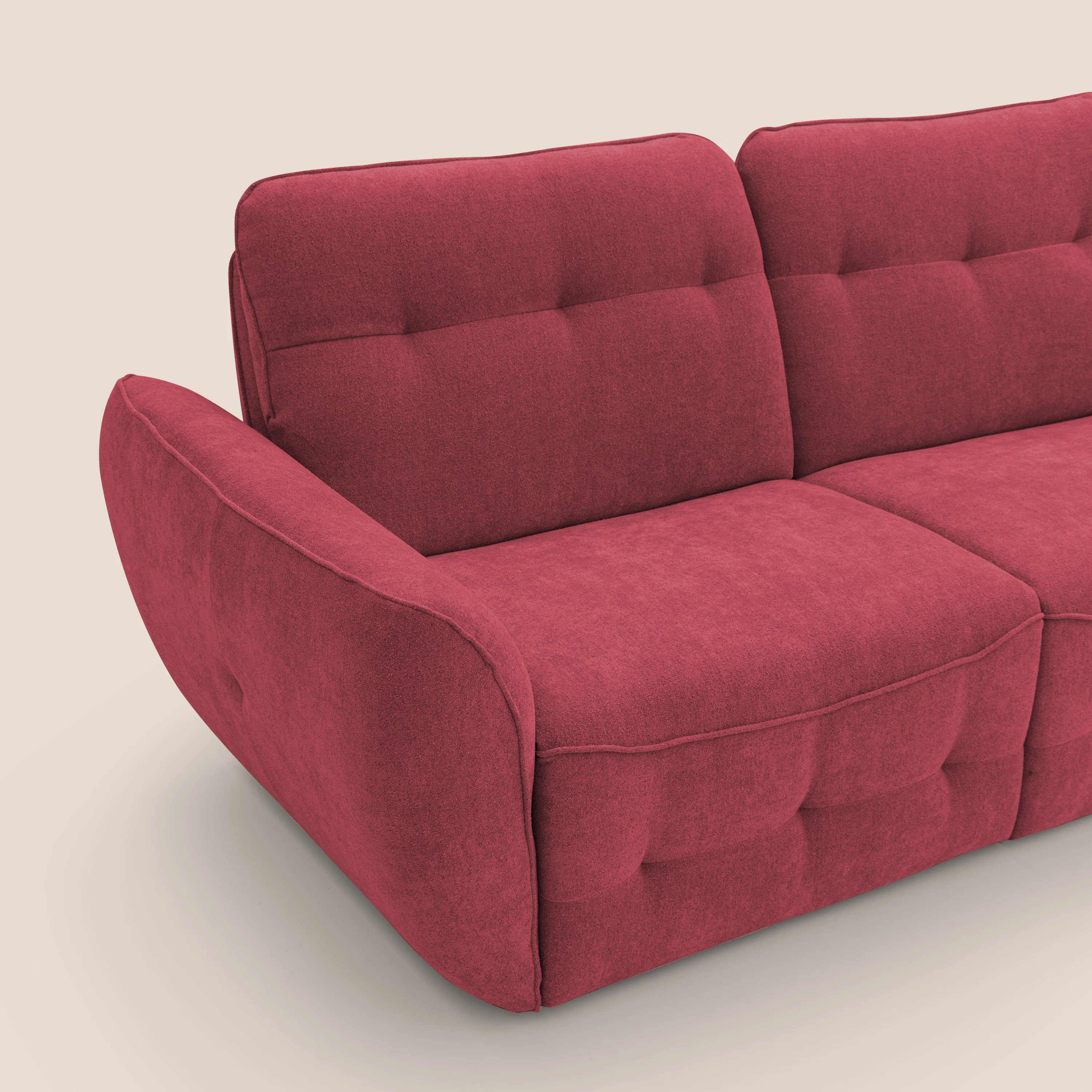 Cerbero canapé d'angle avec pouf terminal en bouclette douce imperméable T07 rouge - Image 7