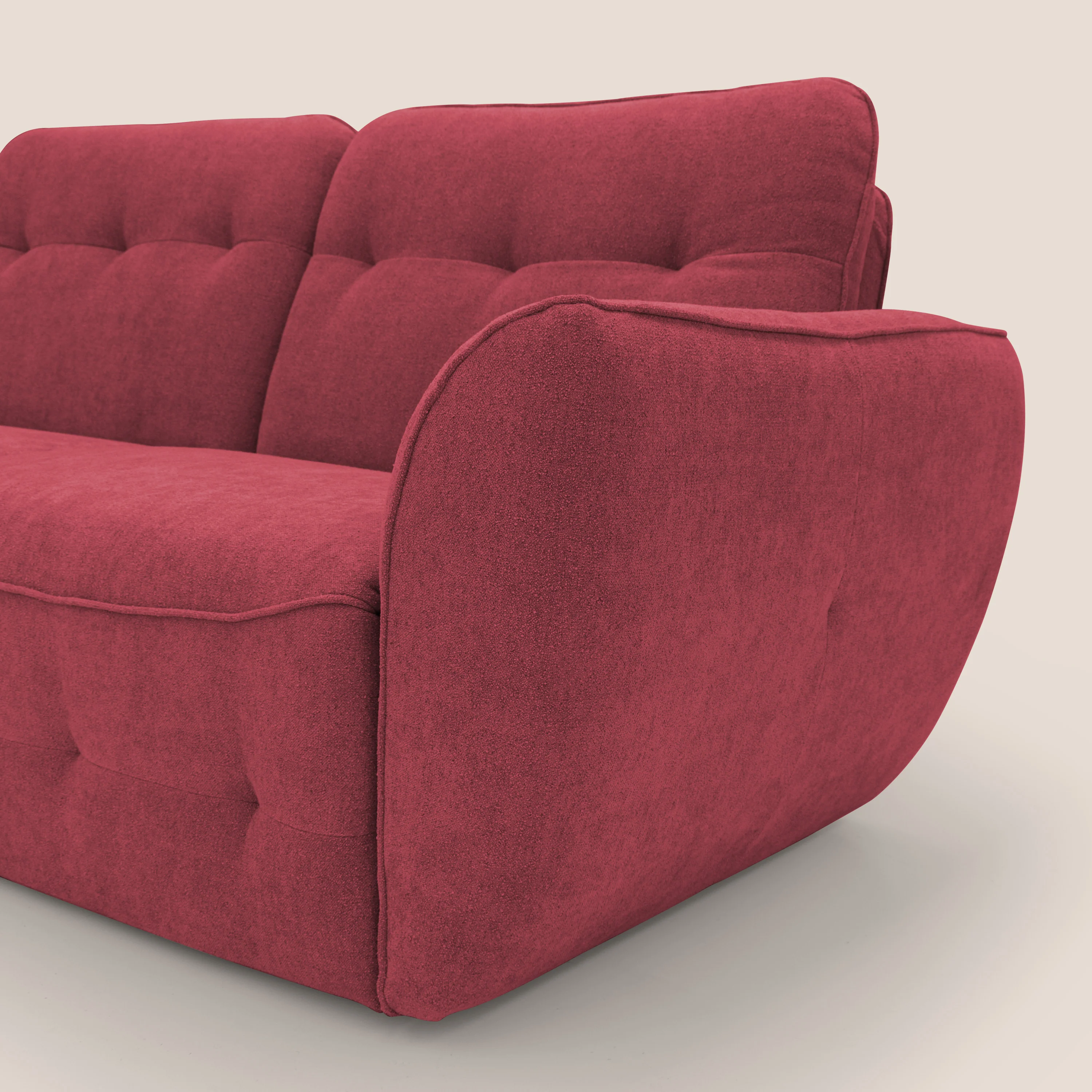 Cerbero canapé d'angle avec pouf terminal en bouclette douce imperméable T07 rouge - Image 8