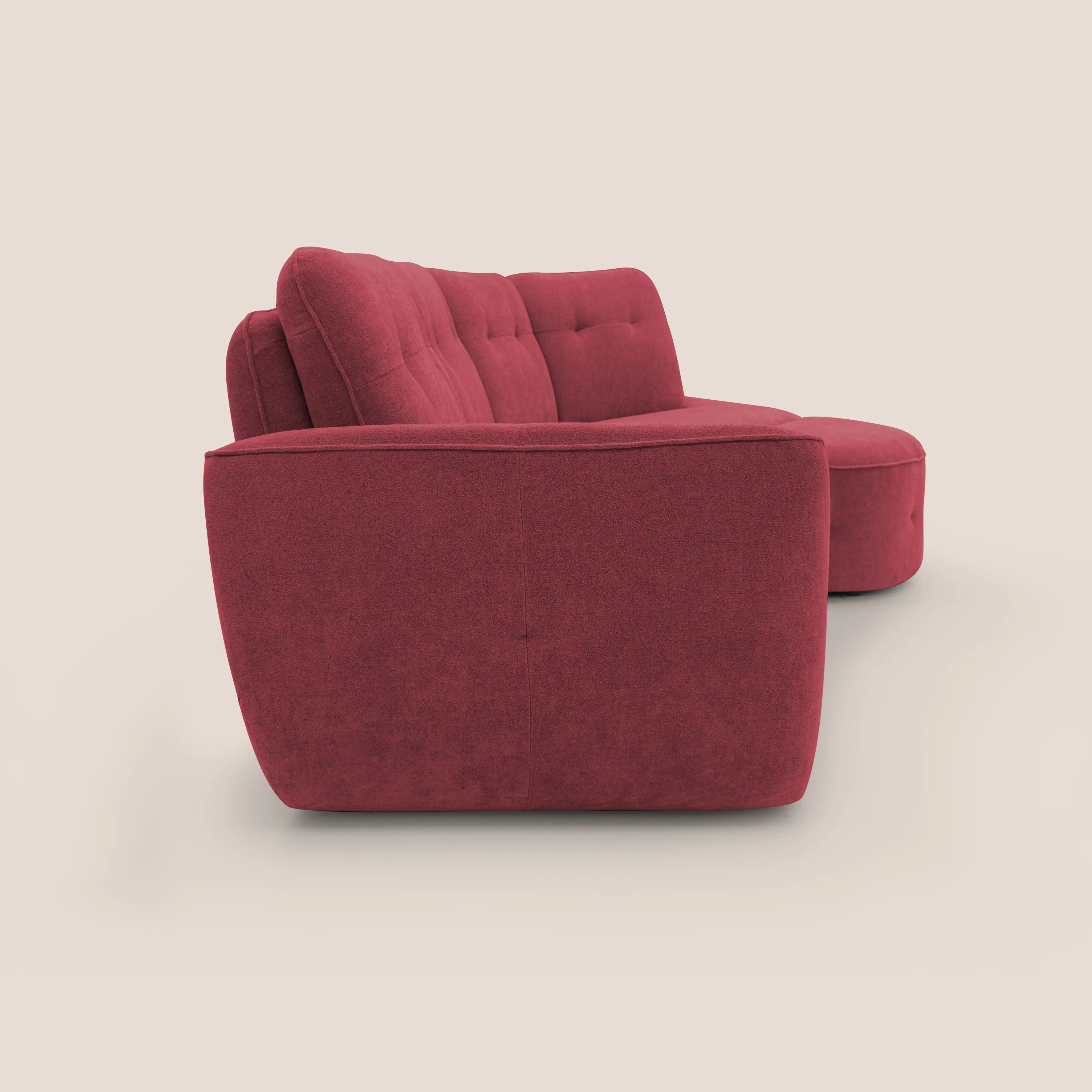 Cerbero canapé d'angle avec pouf terminal en bouclette douce imperméable T07 rouge - Image 9